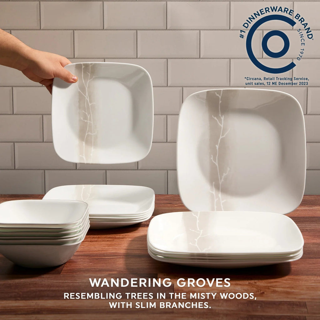 Corelle® Square Wandering Grove 18-piece Dinnerware Set, Service for 6 image 3