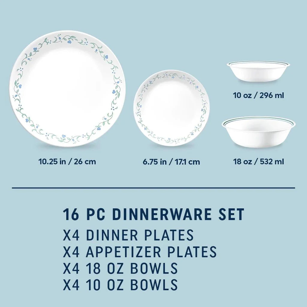 Corelle® Country Cottage 16-piece Mugless Dinnerware Set, Service for 4 image 1