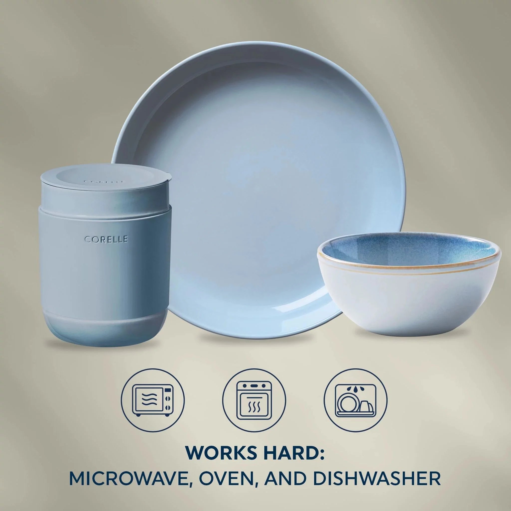 Corelle® Stoneware 16-piece Dinnerware Set, Service for 4, Nordic Blue image 3