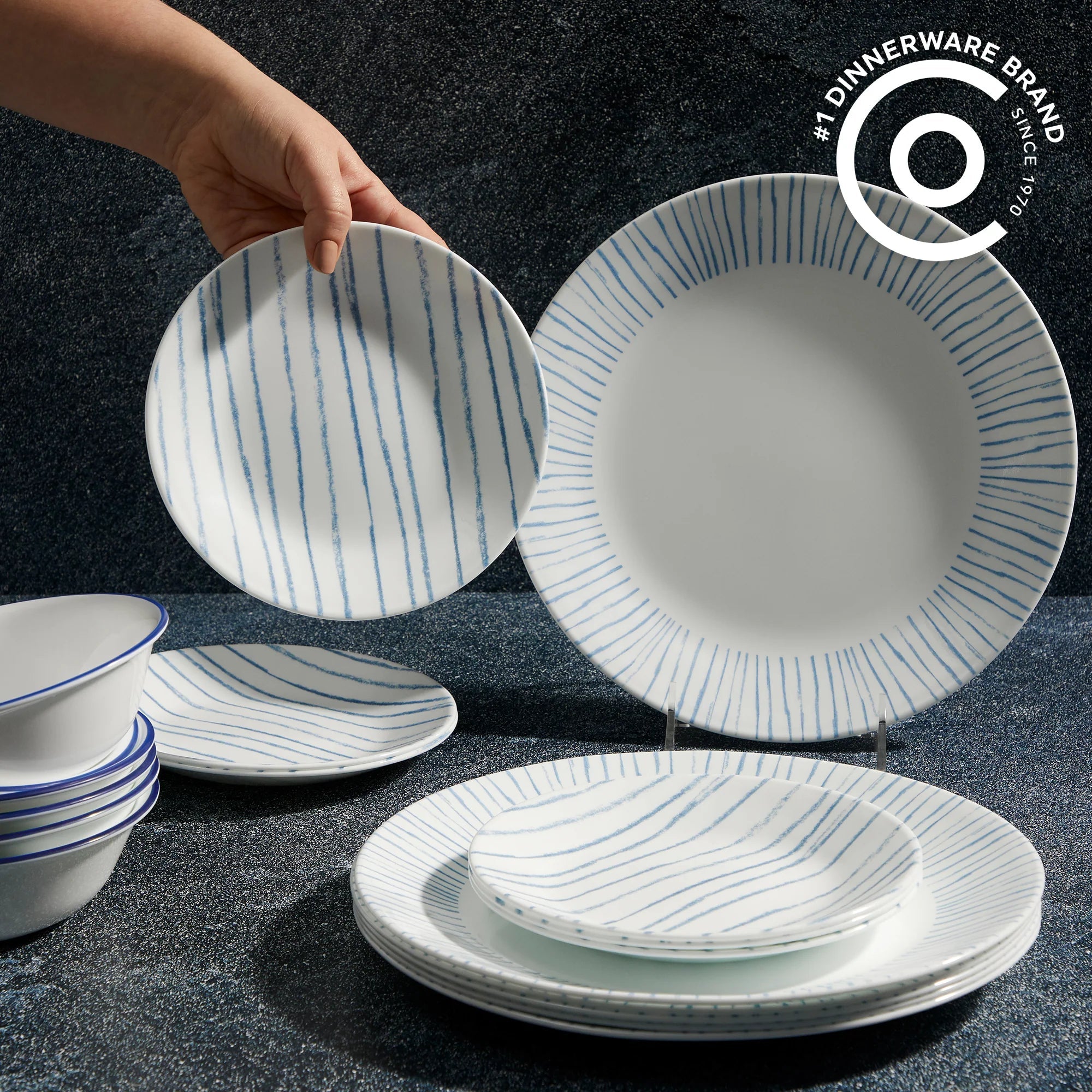 Corelle® Nautical Stripes 18-piece Dinnerware Set, Service for 6 image 2
