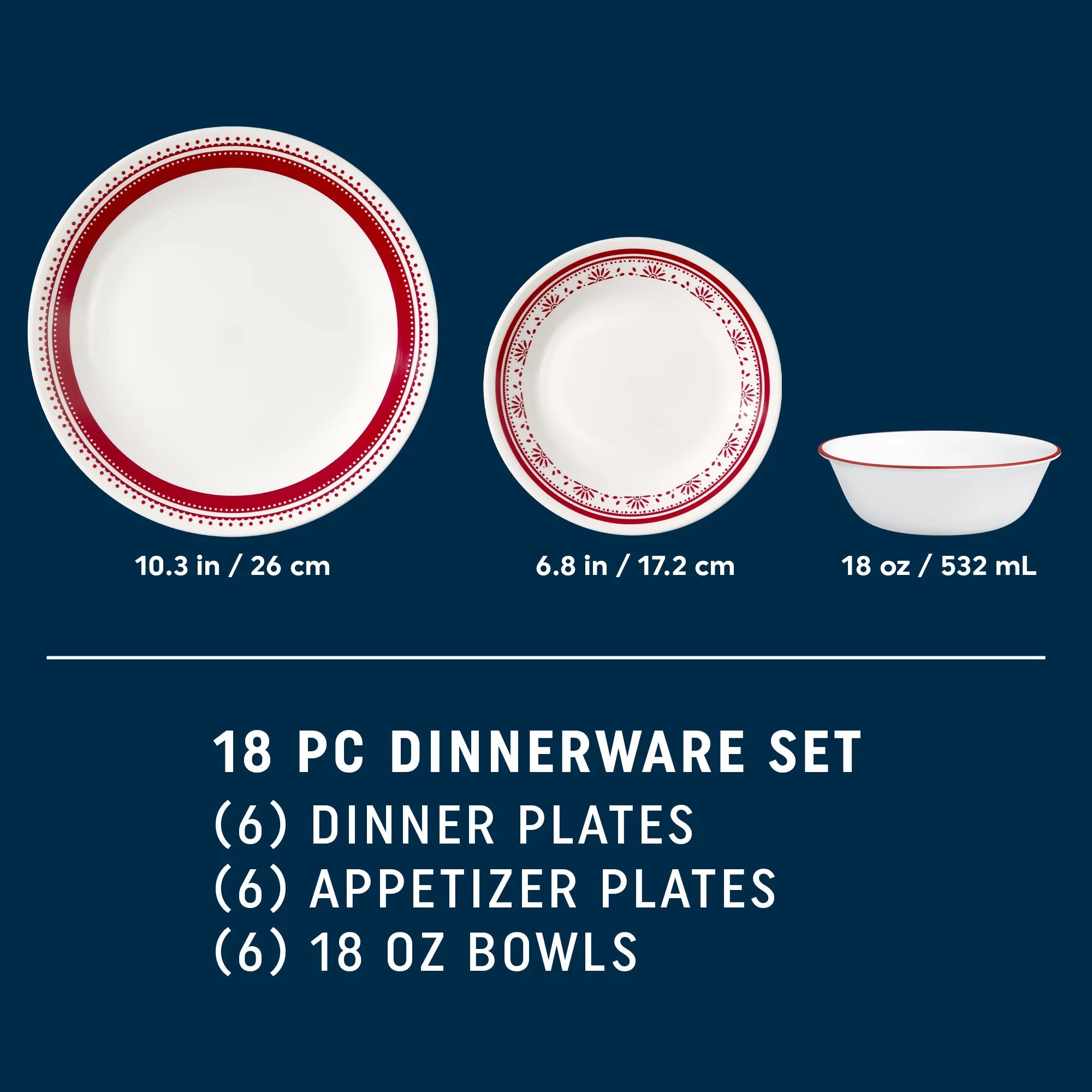 Corelle® Sadie 18-piece Dinnerware Set, Service for 6 image 1