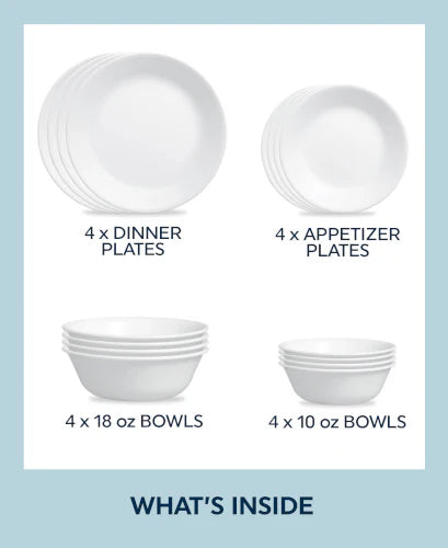 Corelle® Winter Frost White 16-piece Mugless Dinnerware Set, Service for 4 image 5