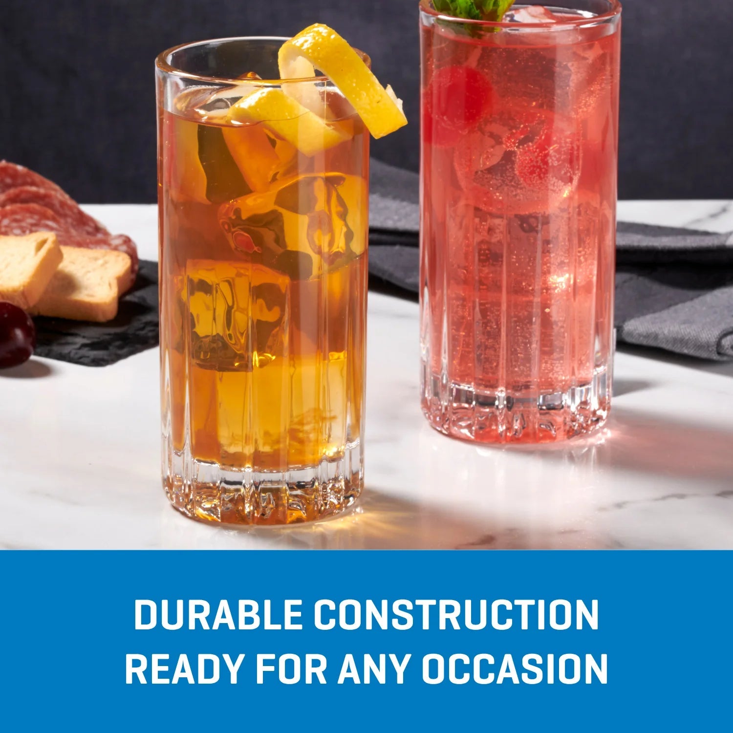 Ocean Glass Traze PRE Highball Glasses (4-Pieces), 12-ounce, Dishwasher Safe image 3