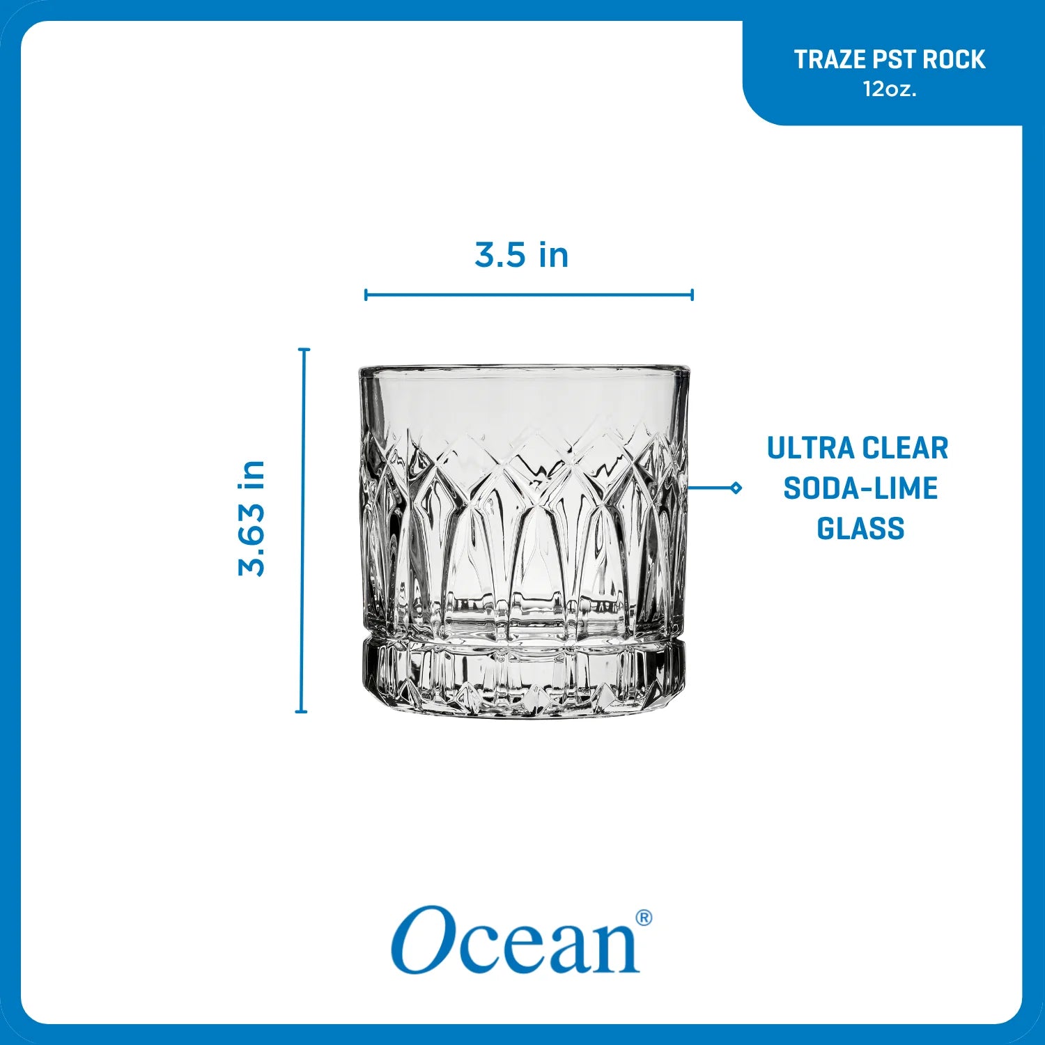Ocean Glass Traze PST Rocks Glasses (4-Pieces), 12-ounce, Dishwasher Safe image 2