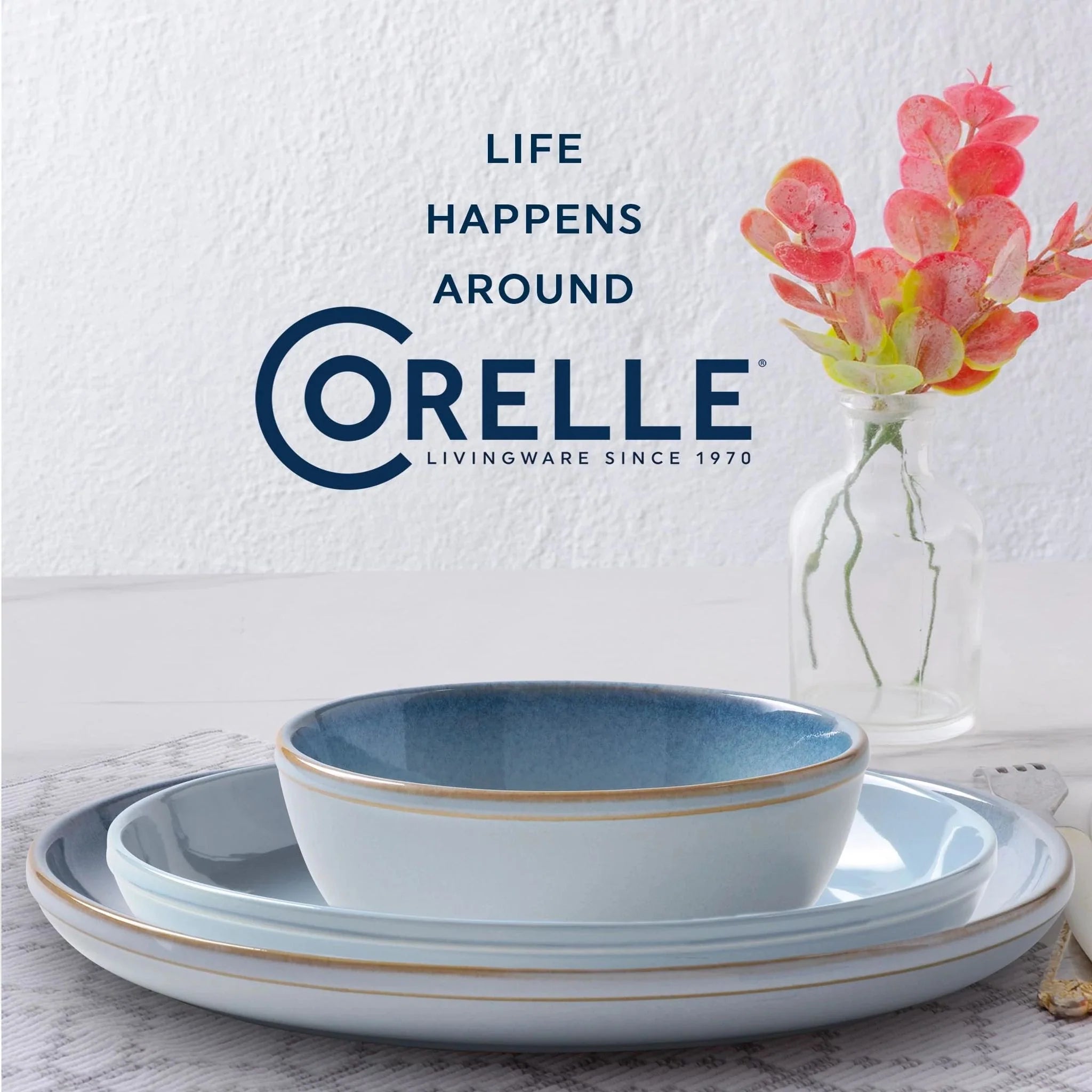 Corelle® Stoneware 16-piece Dinnerware Set, Service for 4, Nordic Blue image 5
