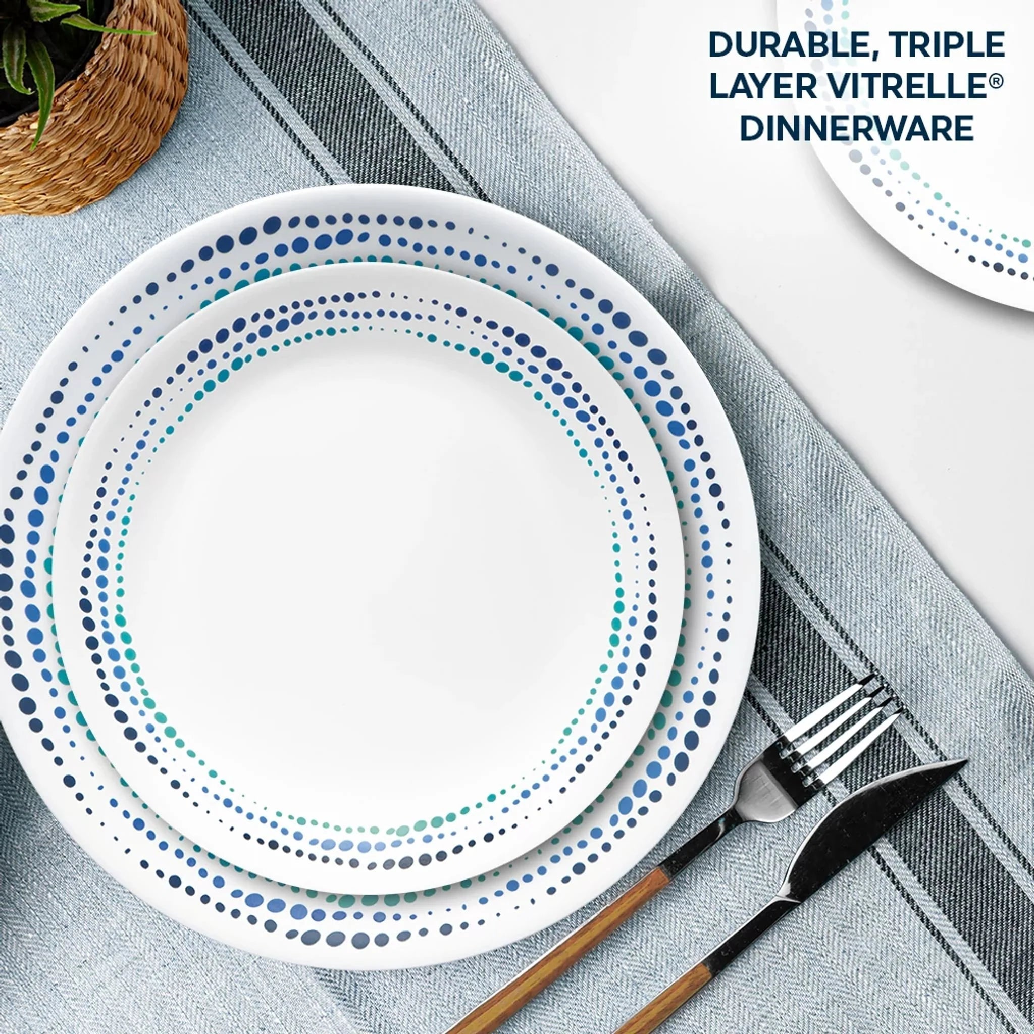 Corelle® Ocean Blues 16-piece Mugless Dinnerware Set, Service of 4 image 3