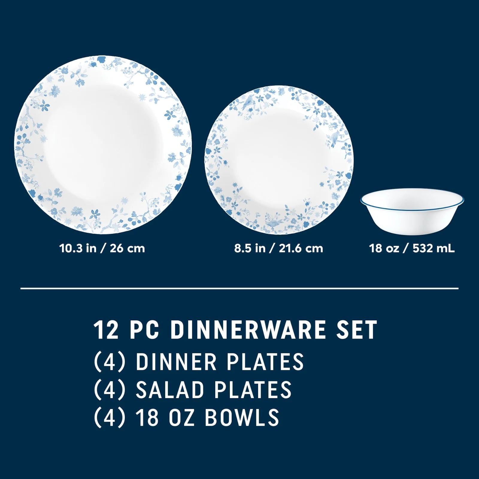 Corelle® Garden Song 12-piece Dinnerware Set, Service for 4 image 7