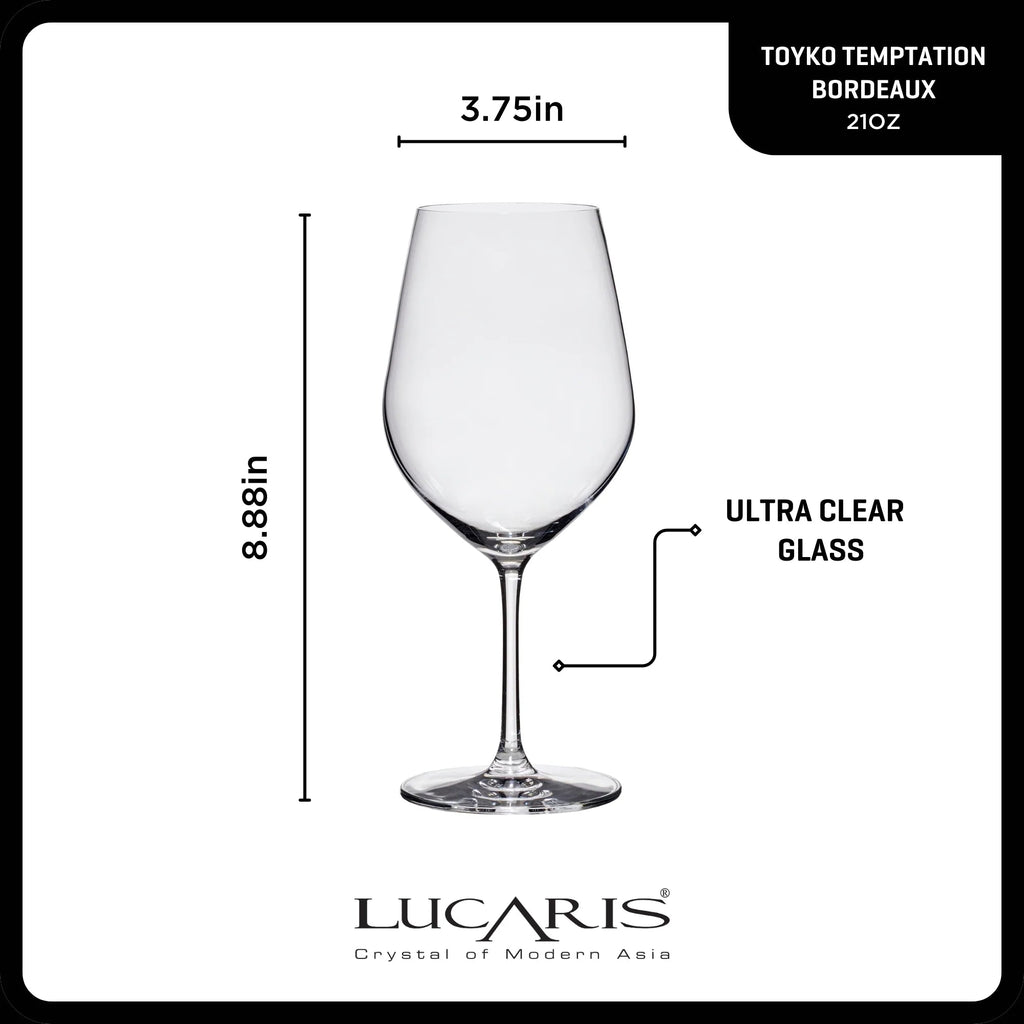 Lucaris Tokyo Temptation Bordeaux Glasses (4-Pieces), 21-ounce, Dishwasher Safe, Lead-free Crystalline image 2