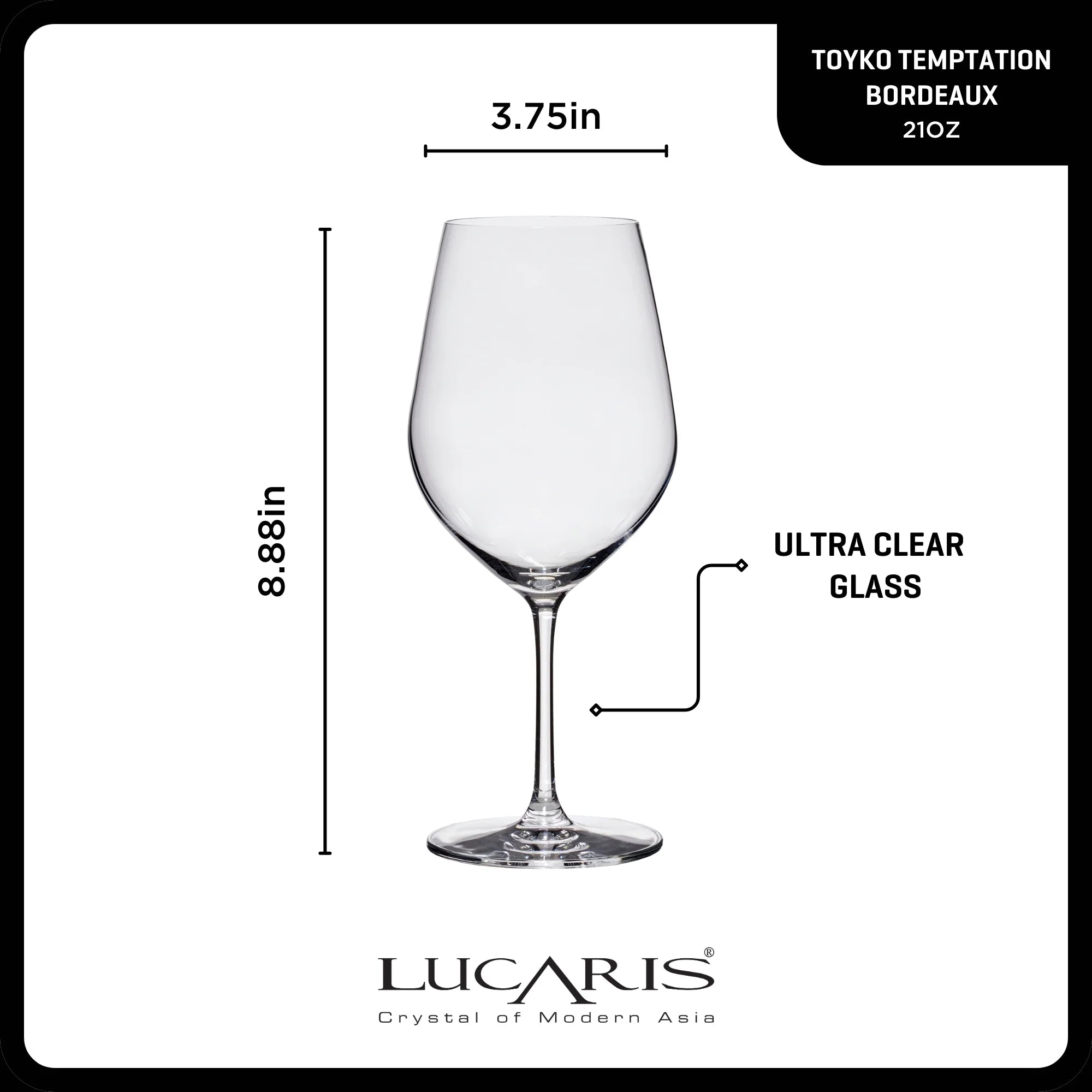 Lucaris Tokyo Temptation Bordeaux Glasses (4-Pieces), 21-ounce, Dishwasher Safe, Lead-free Crystalline image 2