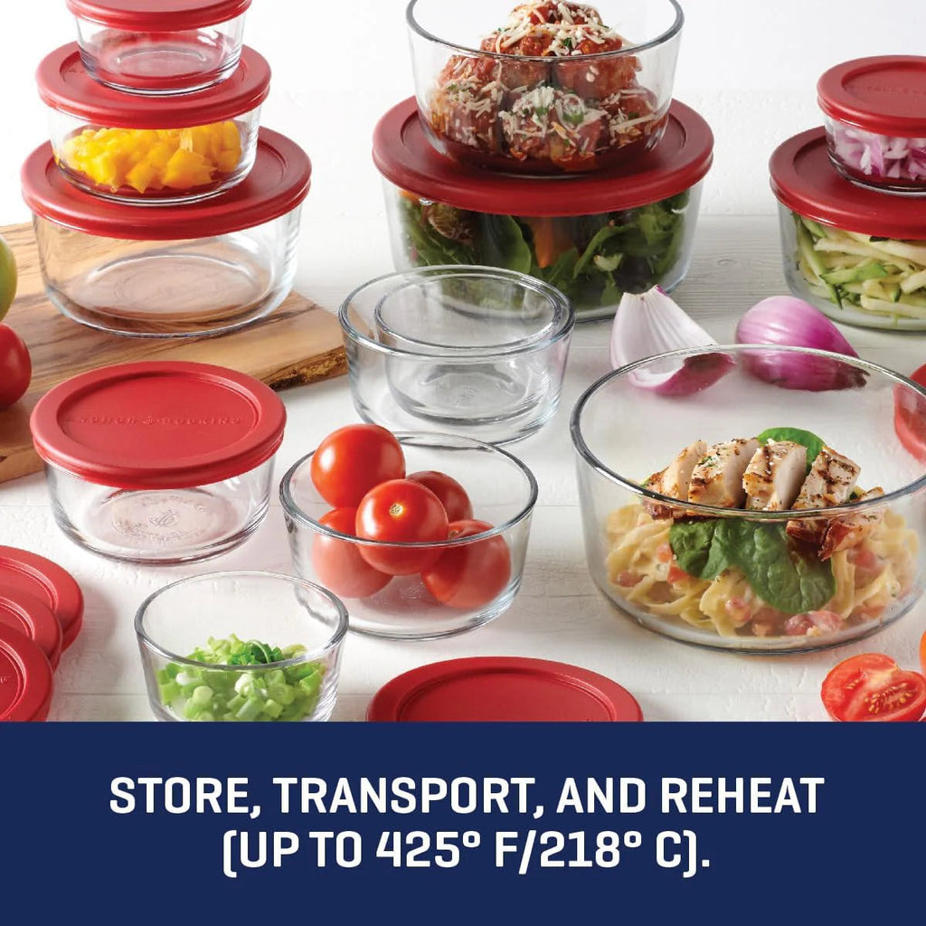 Anchor Hocking 26 Piece Glass Storage Containers with Lids (13 Glass Food Storage Containers & 13 Red SnugFit Lids) image 3