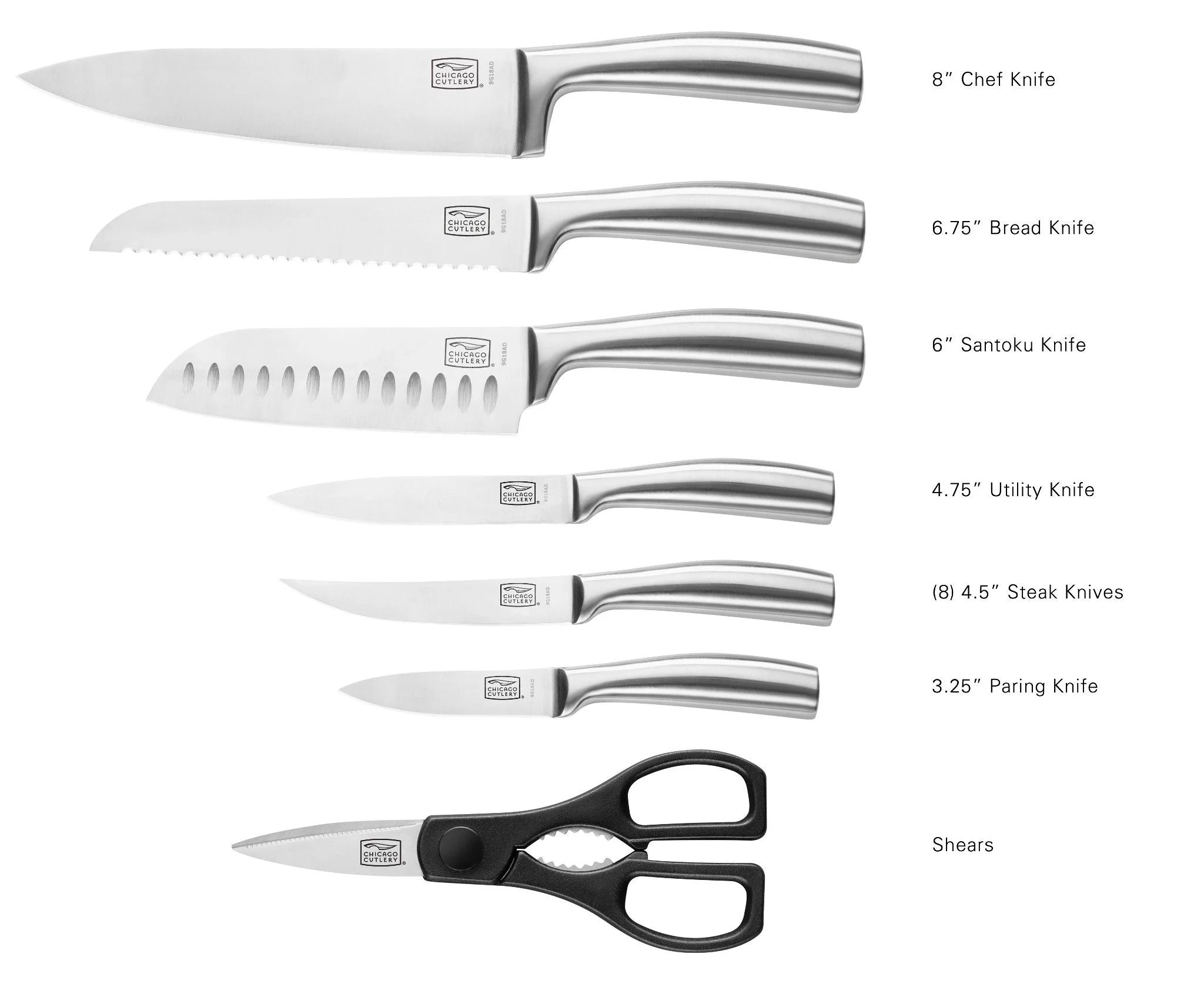 Chicago Cutlery® Malden™ 16-piece Stainless Steel Block Set image 2
