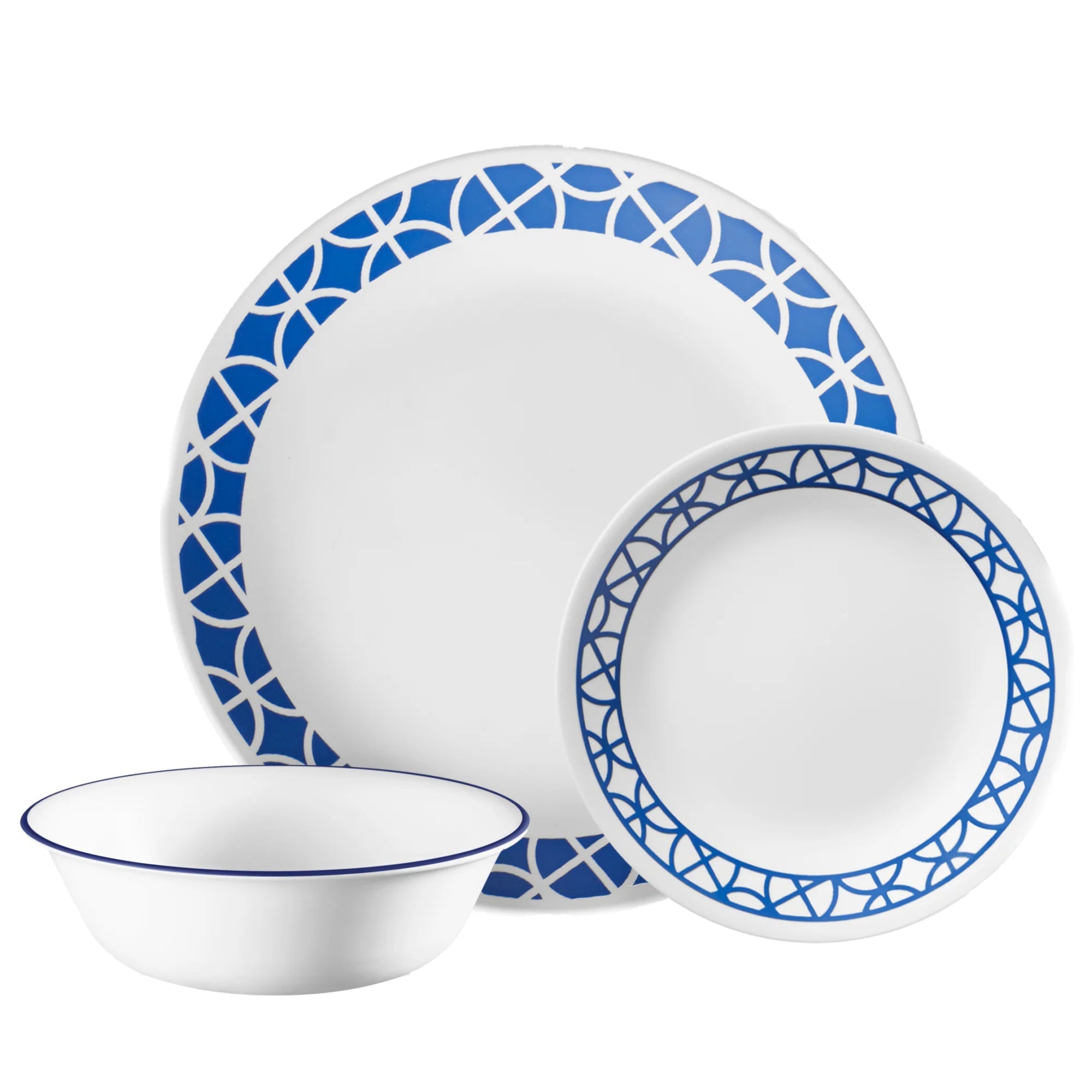 Corelle® Cobalt Circles 12-piece Mugless Dinnerware Set, Service of 4 image 0