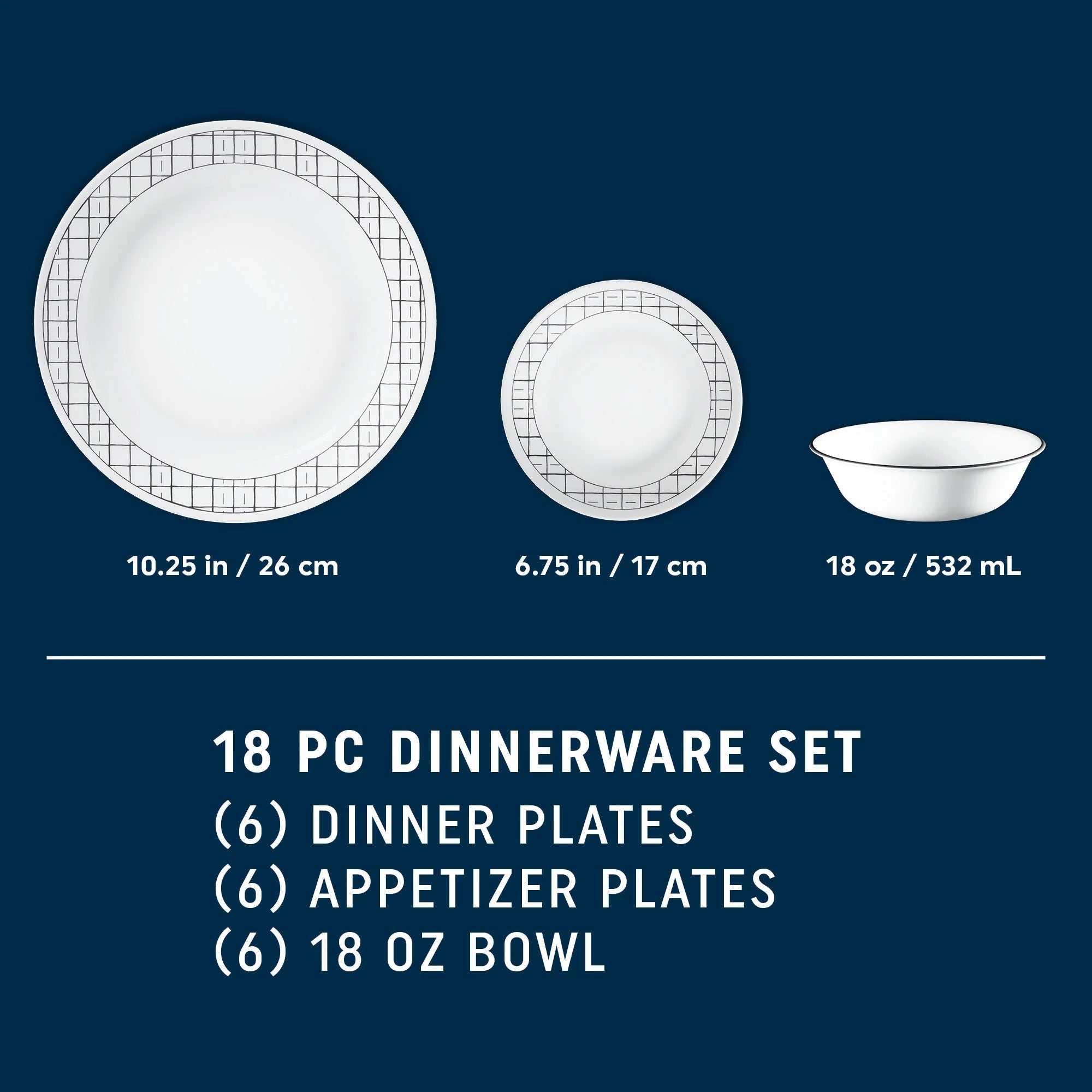 Corelle® Delicate Grid 18-piece Dinnerware Set, Service for 6 image 9