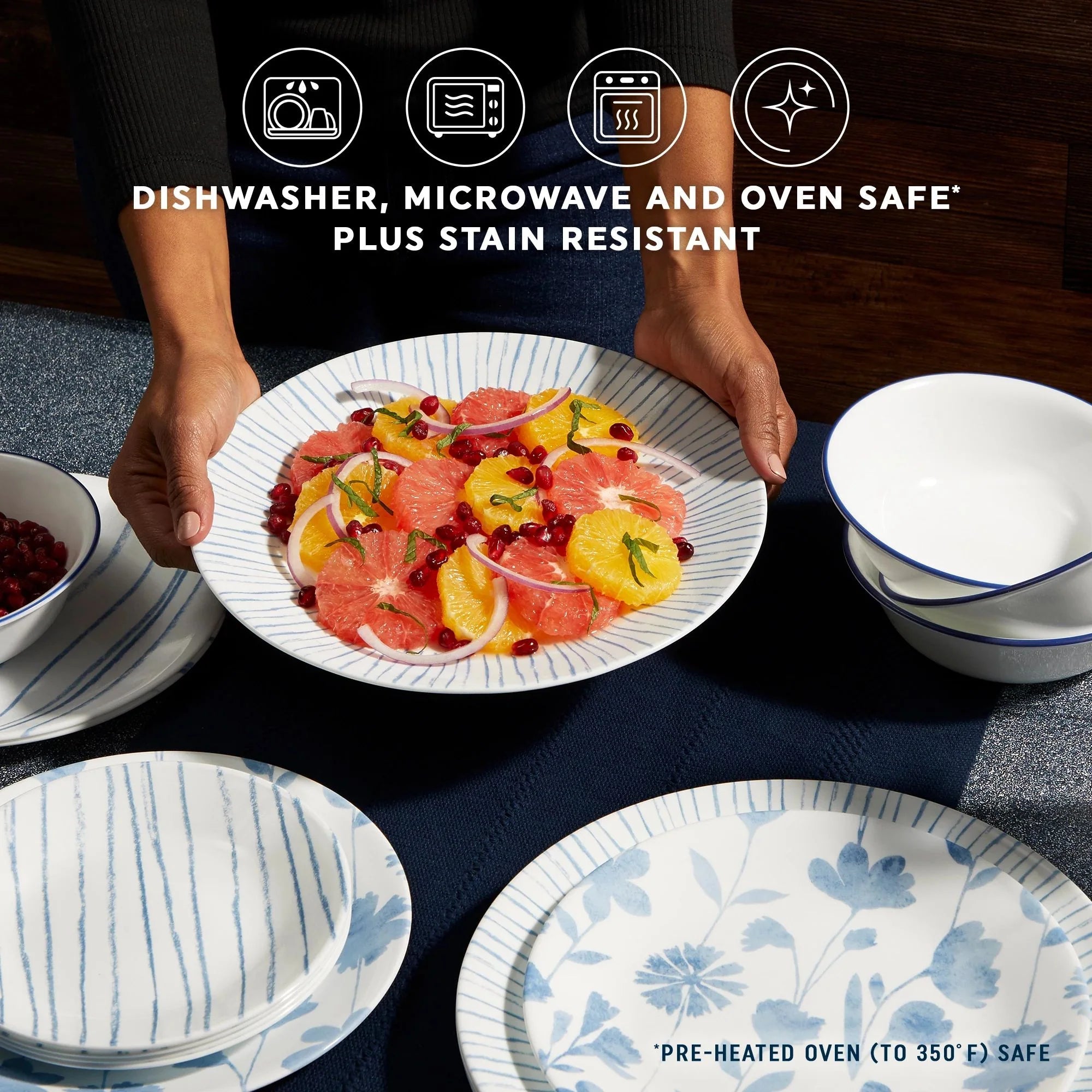 Corelle® Botanical Stripes 32-piece Dinnerware Set, Service for 8 image 3