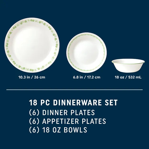 Corelle® Spring Blossom Green 18-piece Dinnerware Set, Service for 6 image 1