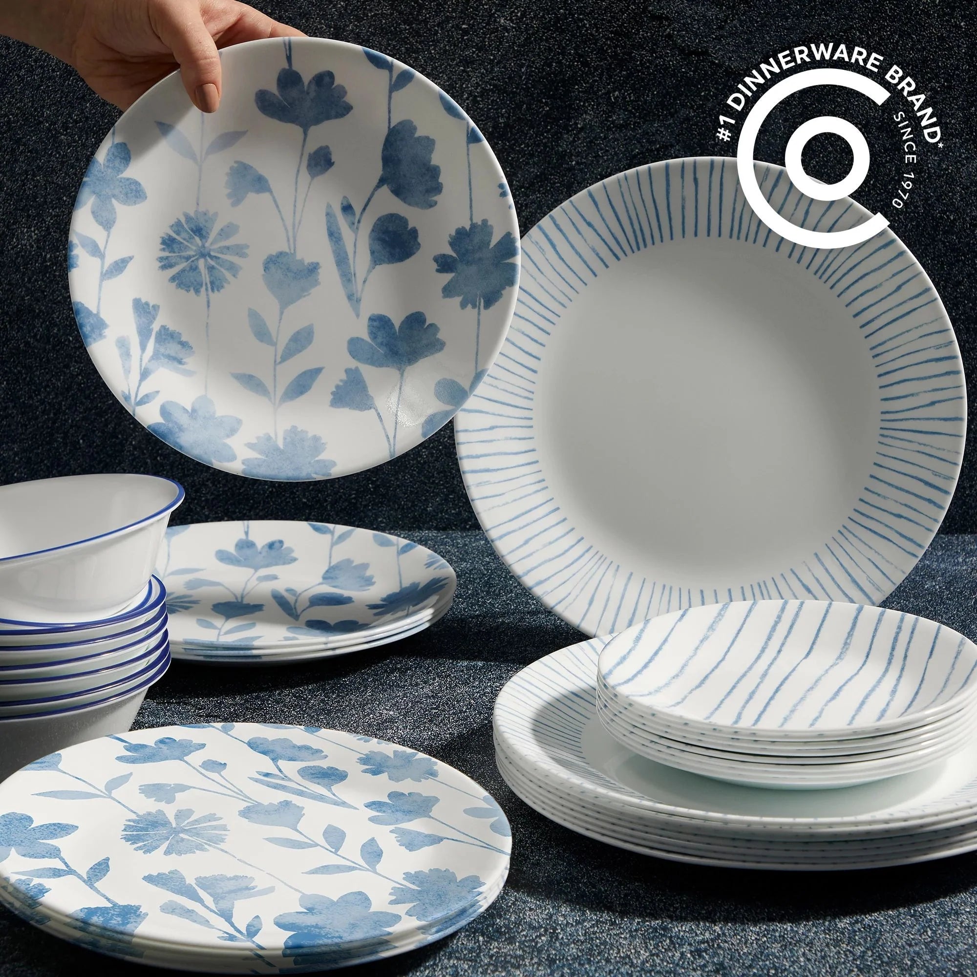 Corelle® Botanical Stripes 32-piece Dinnerware Set, Service for 8 image 2