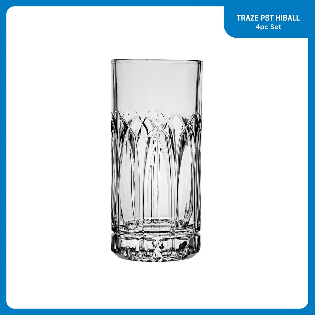 Ocean Glassware Traze PST Highball Glasses (4-Pieces), 12-ounce, Dishwasher Safe image 1