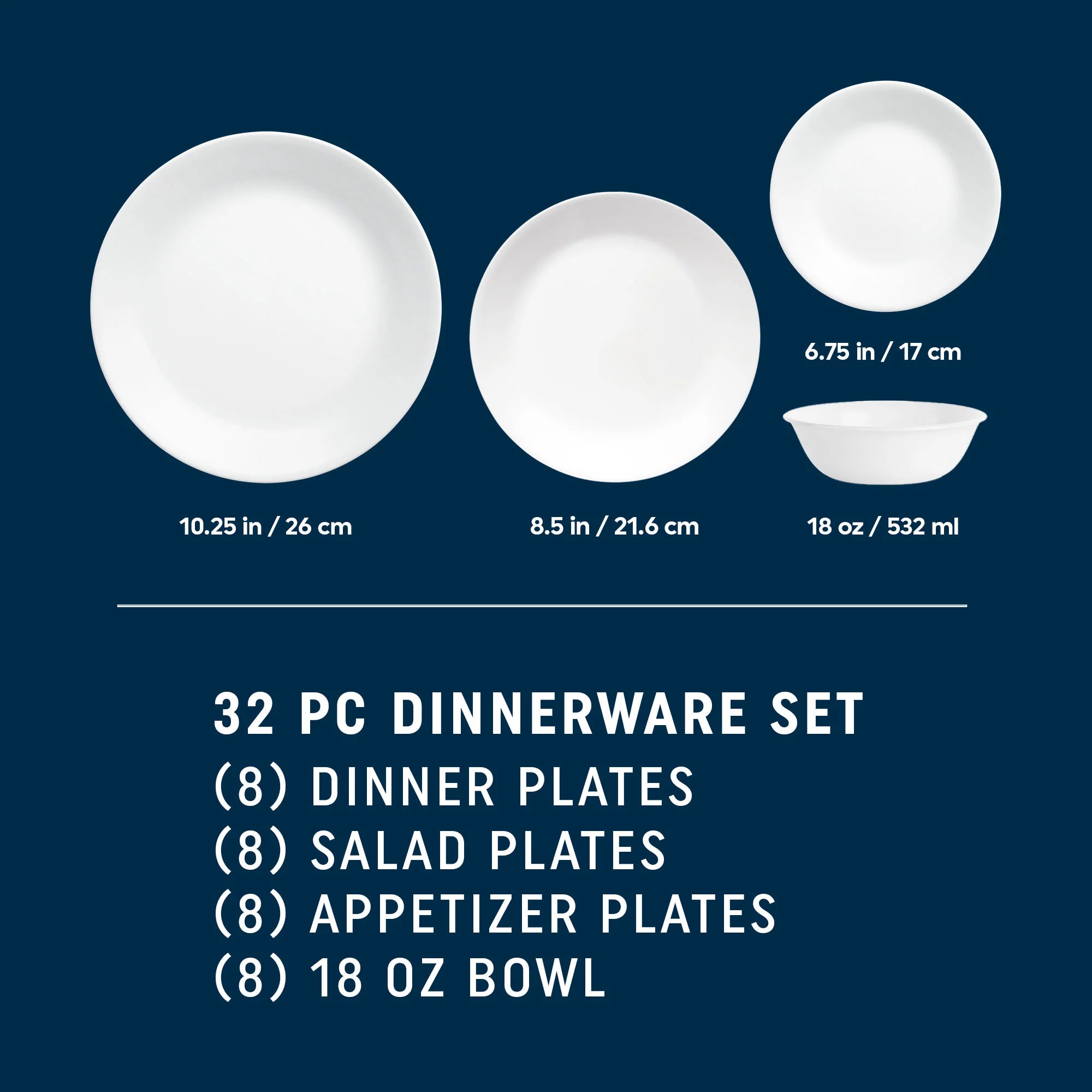 Corelle® Shimmering White 32-piece Dinnerware Set, Service for 8 image 1