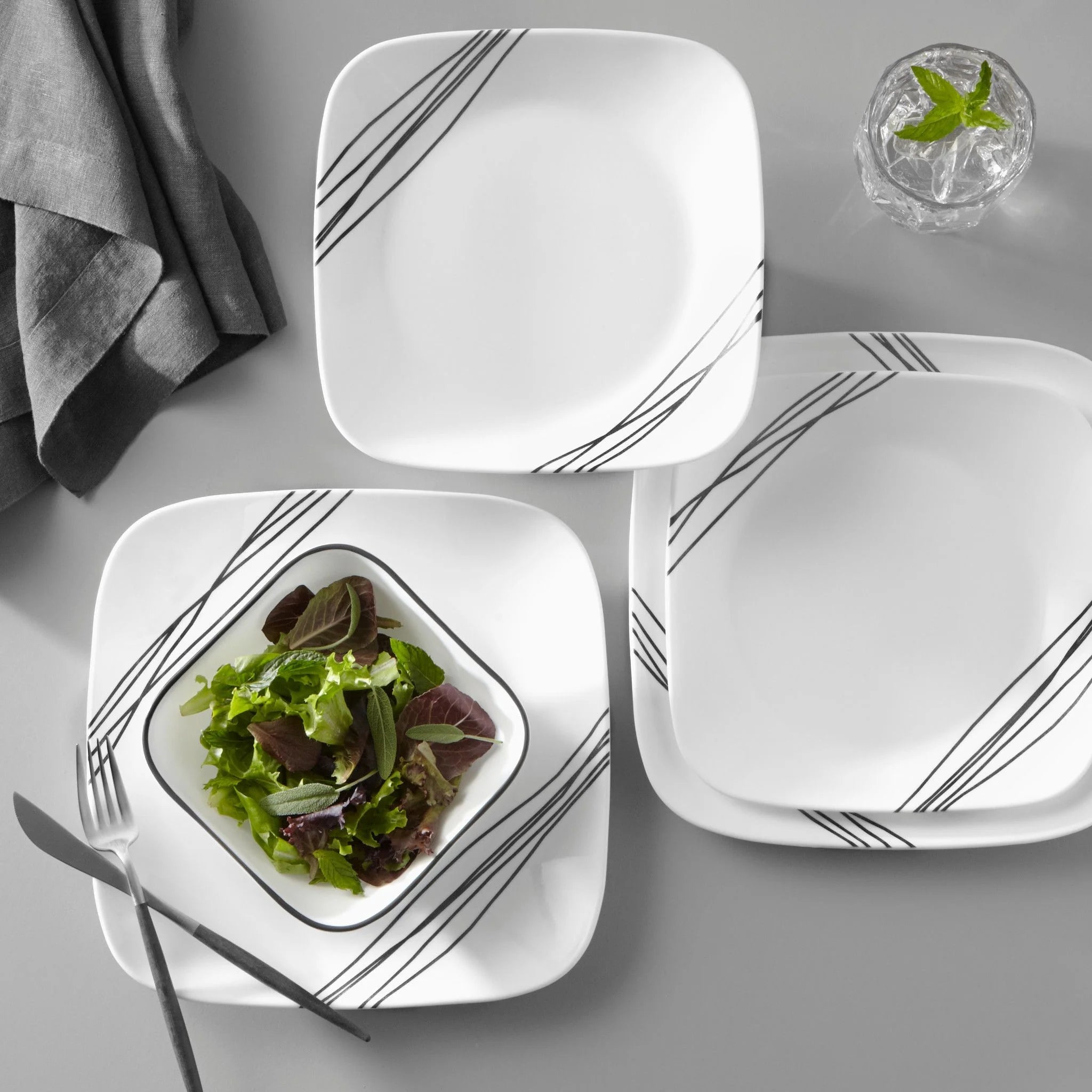 Corelle® Square Simple Sketch 18-piece Dinnerware Set, Service for 6 image 1
