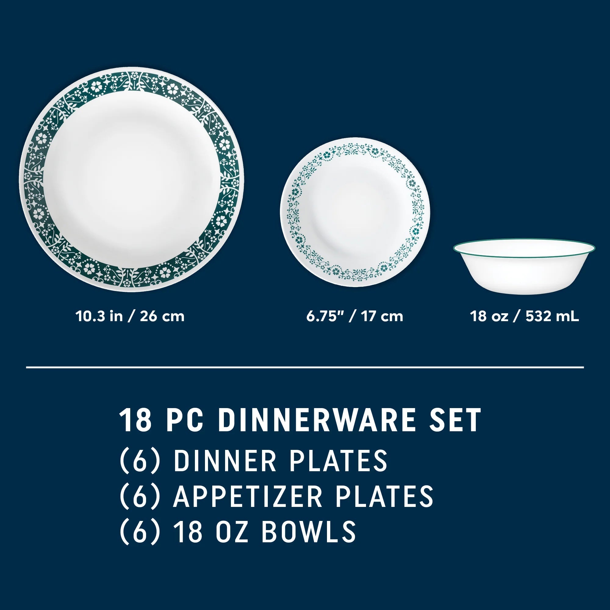 Corelle® Penelope 18-piece Dinnerware Set, Service for 6 image 1