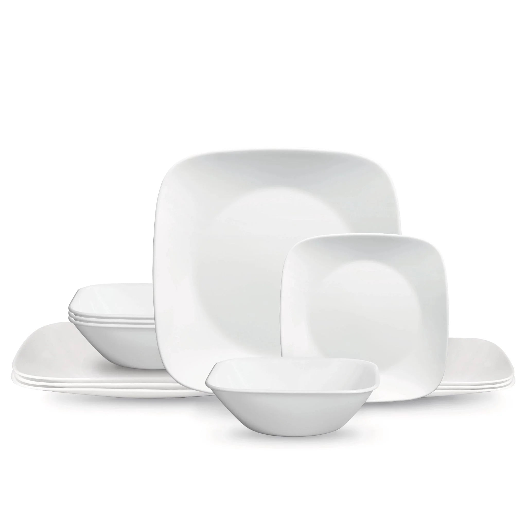 Corelle® Square™ Pure White 12-piece Dinnerware Set with Appetizer Plates, Service for 4 image 0