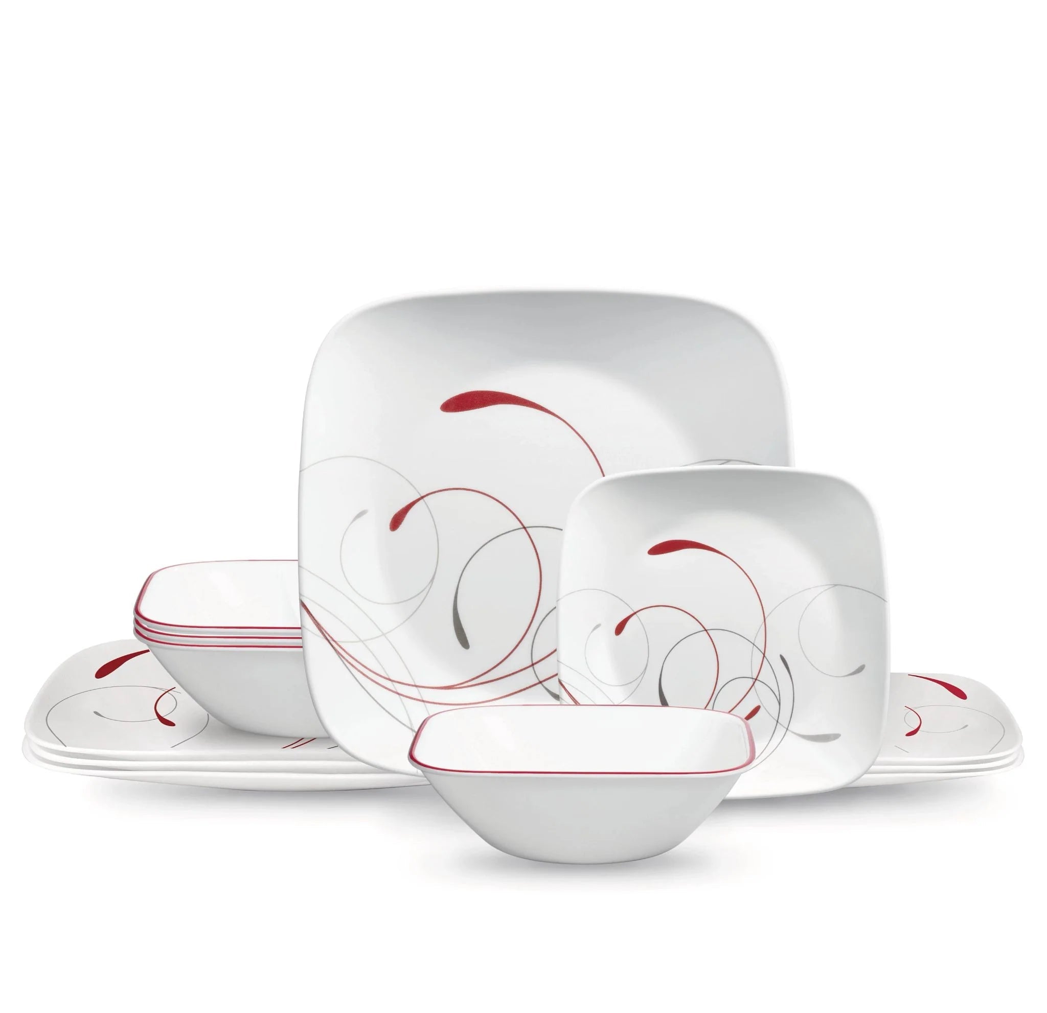 Corelle® Square Splendor 12-piece Dinnerware Set with Appetizer Plates, Service for 4 image 0