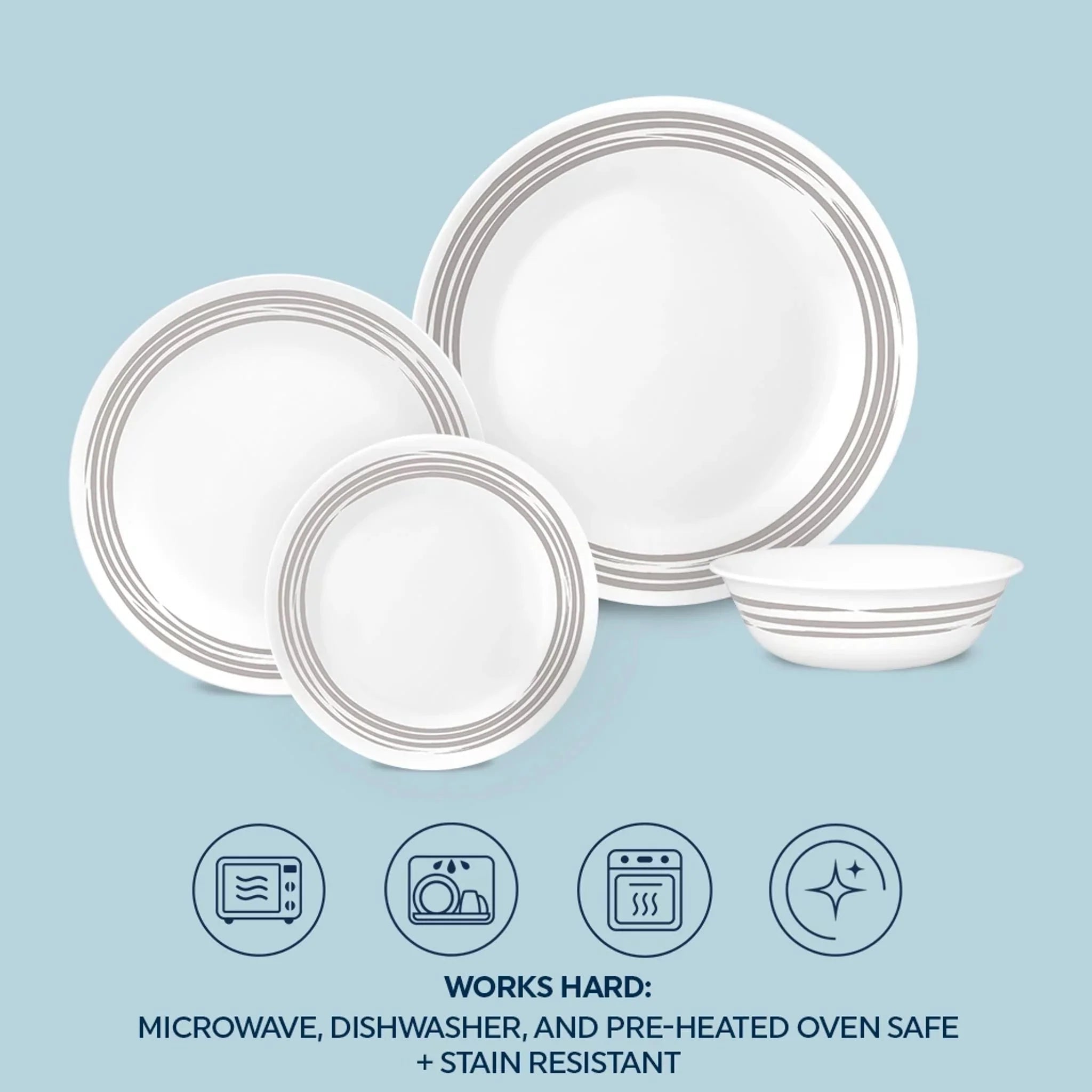 Corelle® Brushed Silver 16-piece Dinnerware Set, Service for 4 image 4