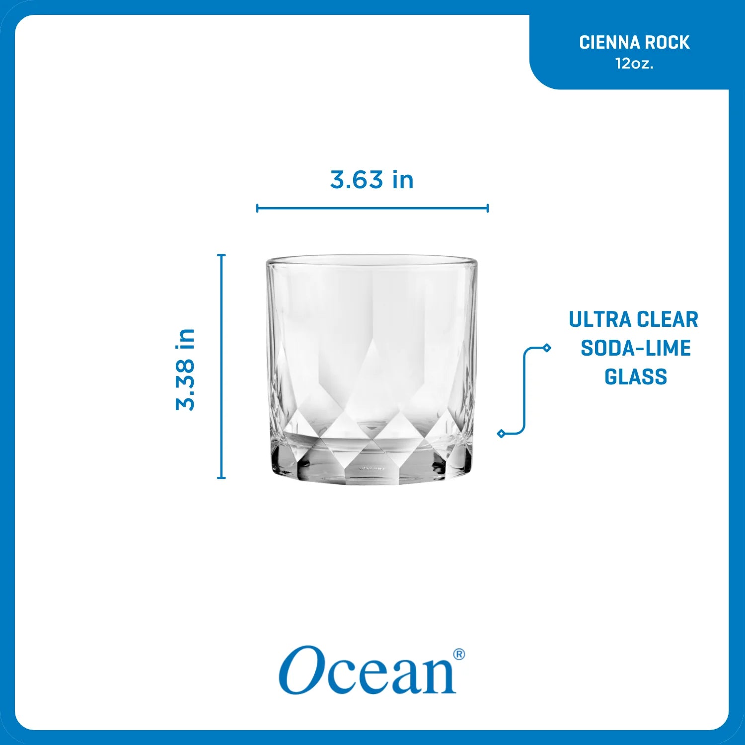 Ocean Glass Cienna Rocks Glasses (4-Pieces), 12-ounce, dishwasher Safe image 5