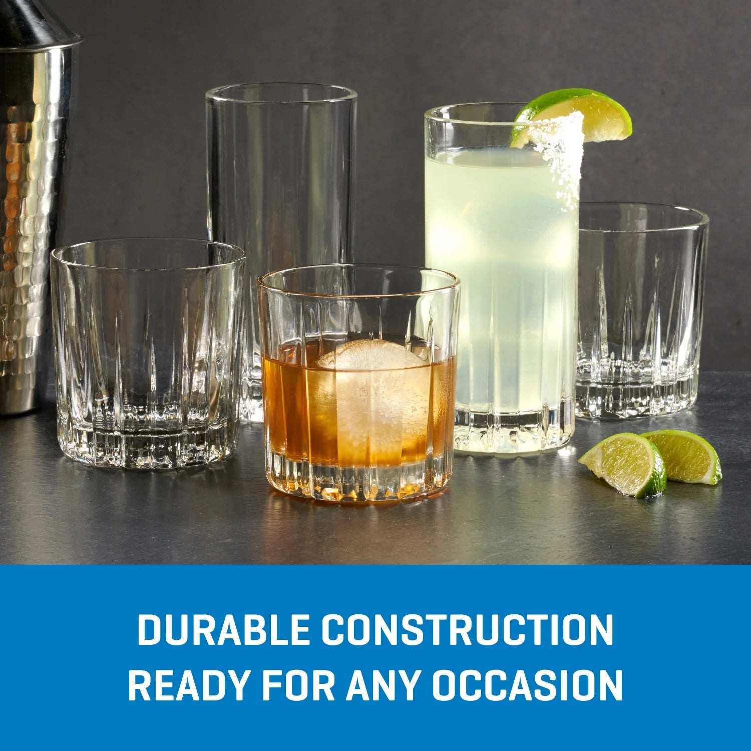 Ocean Glass Traze PRE Rocks Glasses (4-Pieces), 12-ounce, Dishwasher Safe image 3
