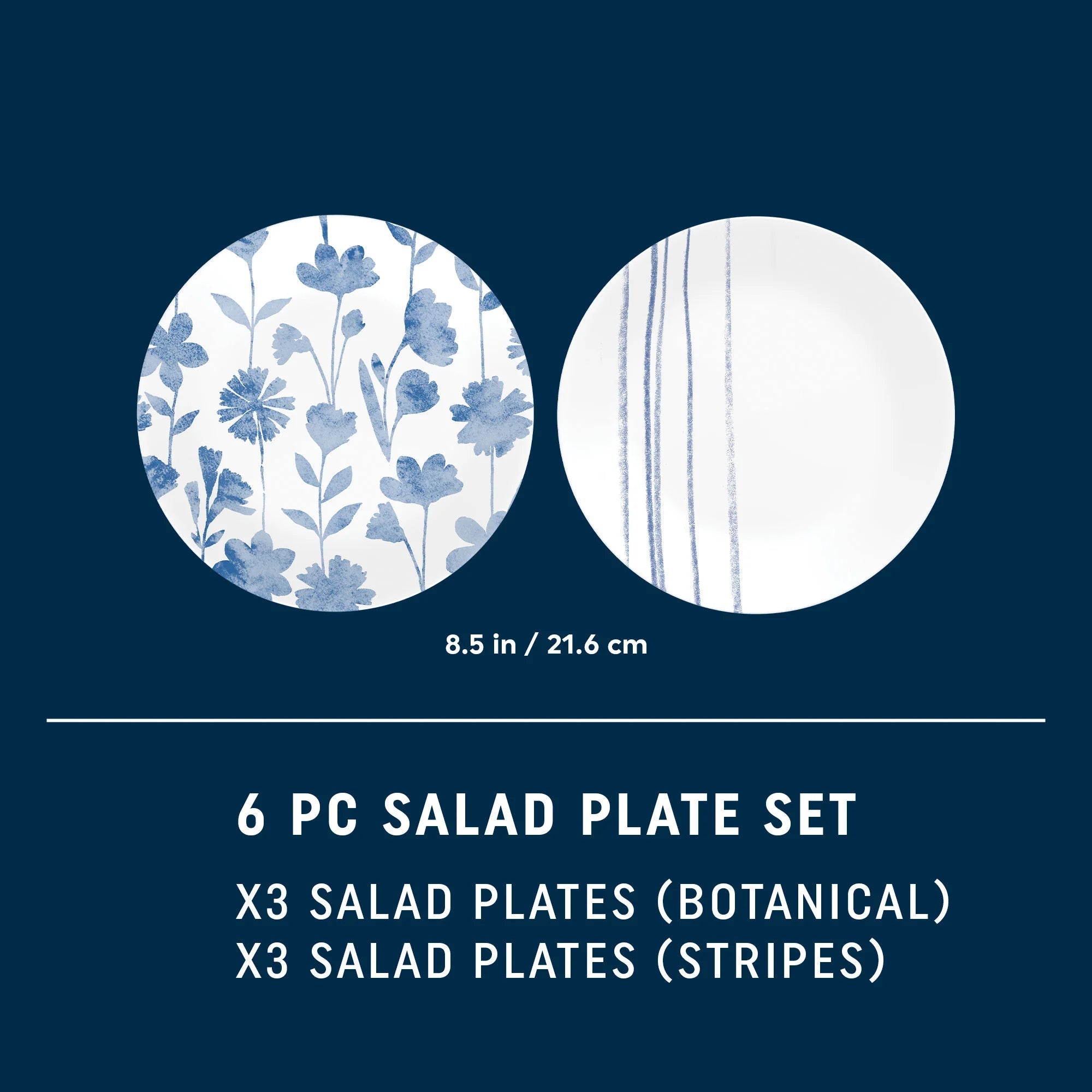 Corelle® Botanical Stripes 8.5 Salad Plates, 6 Pack image 1