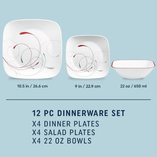 Corelle® Square Splendor 12-piece Dinnerware Set, Service for 4 image 1
