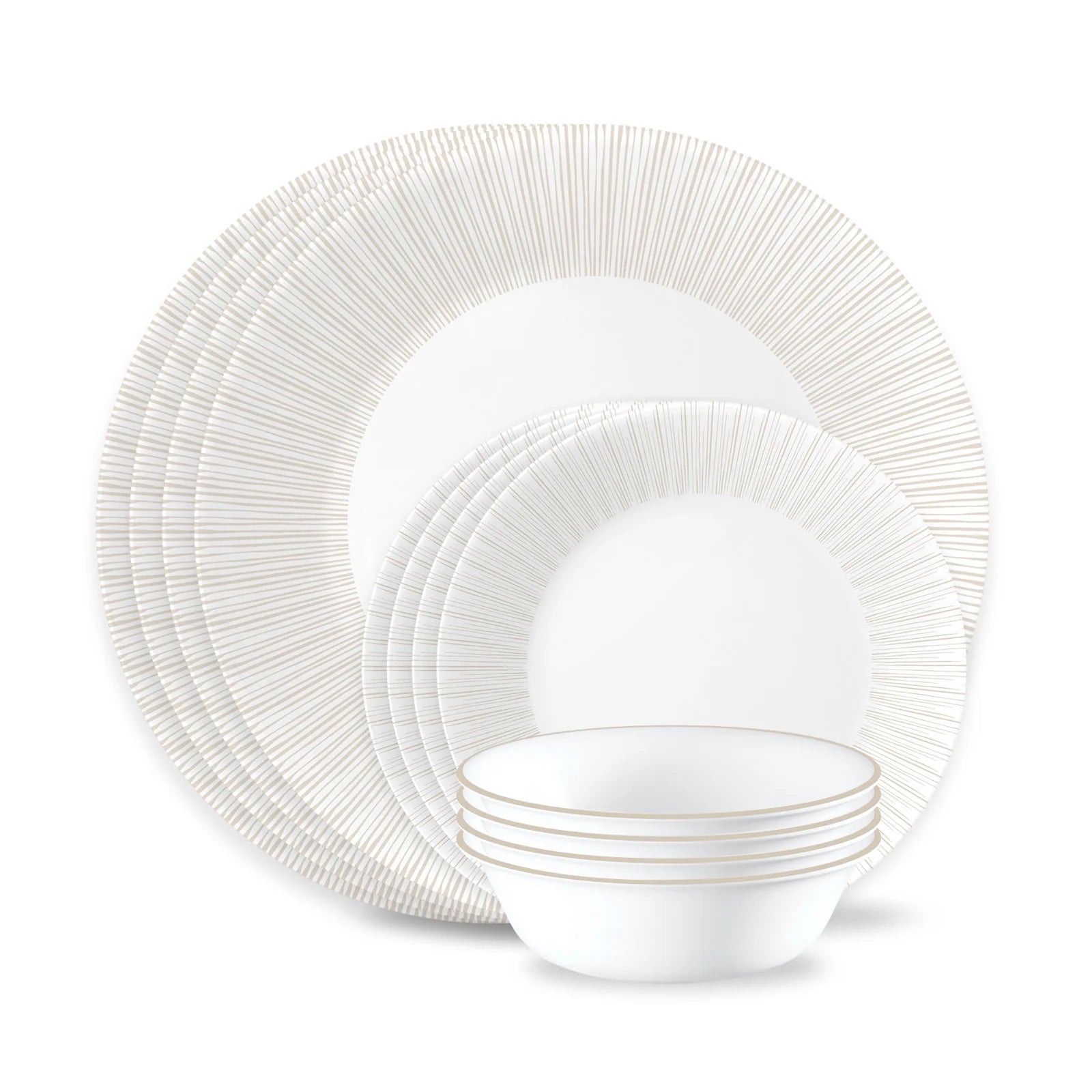 Corelle® Hushed Lines 12-piece Dinnerware Set, Service for 4 image 0