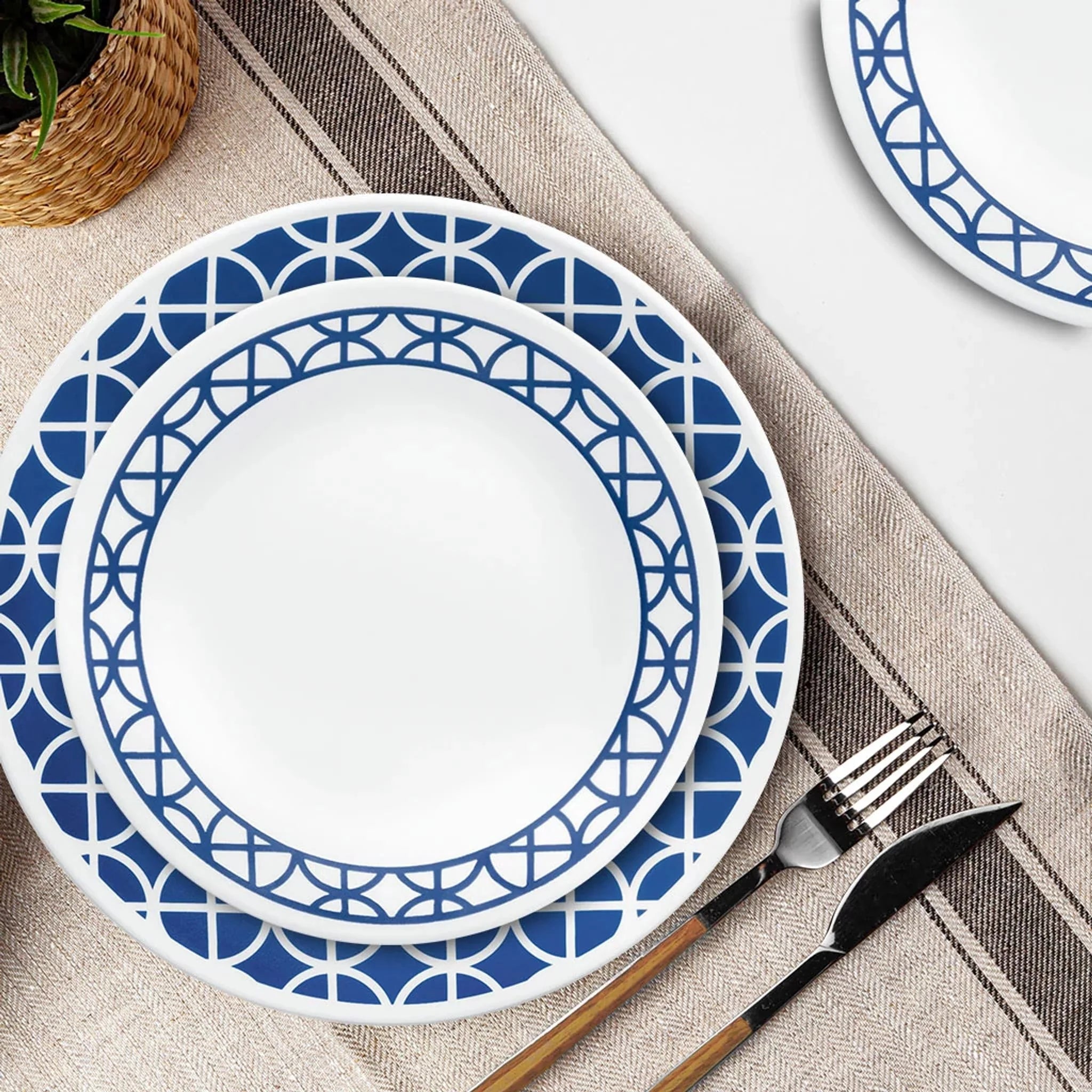 Corelle® Cobalt Circles 12-piece Mugless Dinnerware Set, Service of 4 image 1