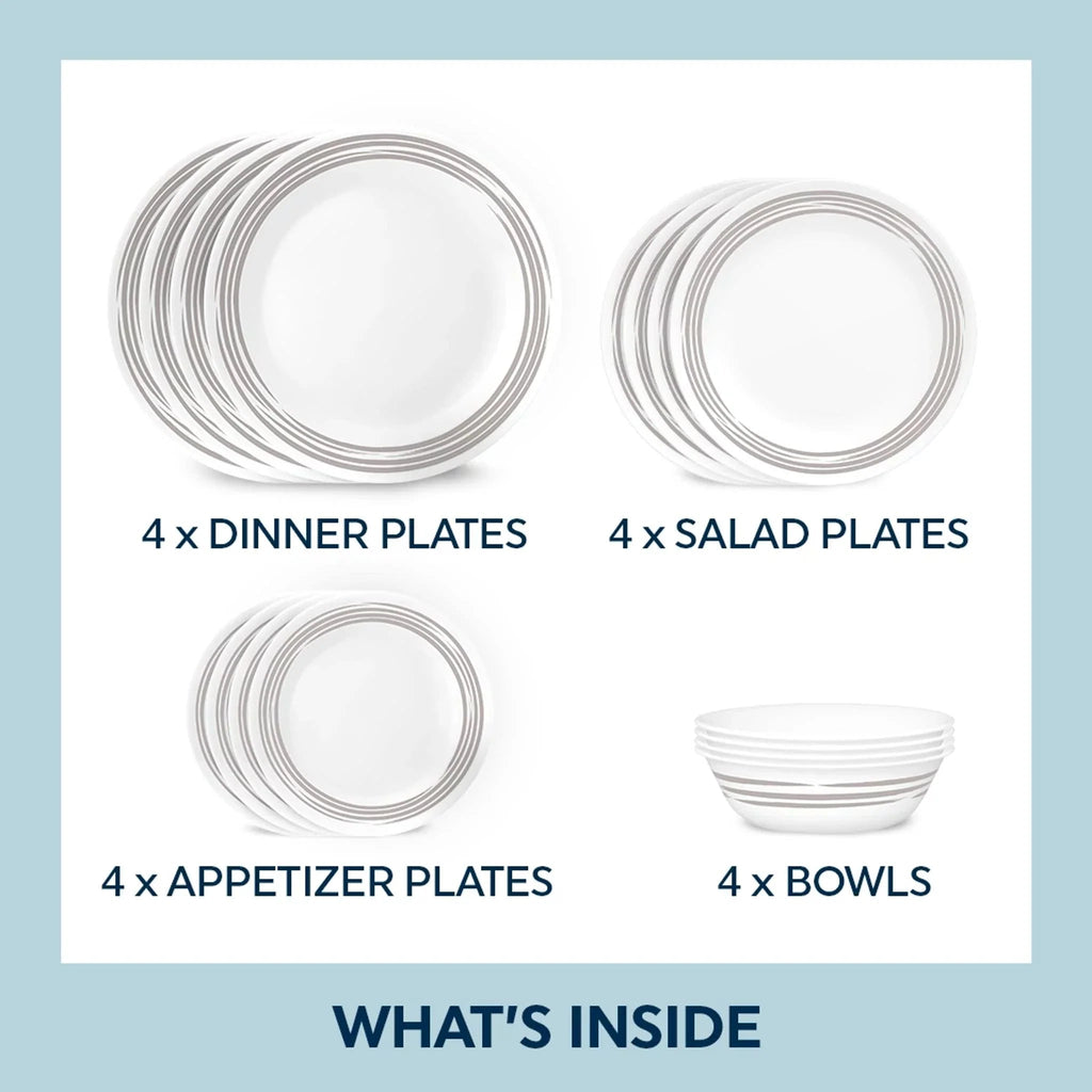 Corelle® Brushed Silver 16-piece Dinnerware Set, Service for 4 image 1