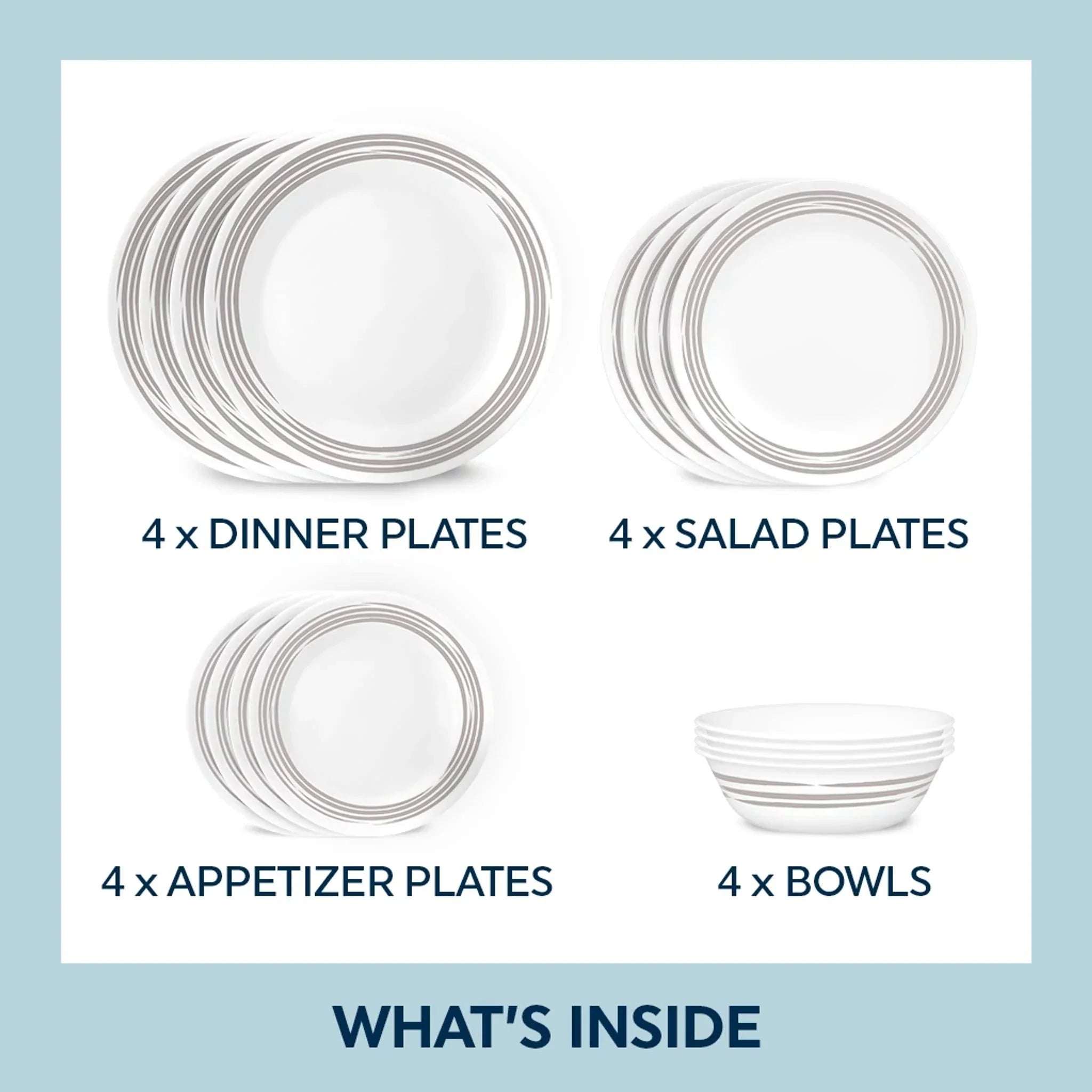 Corelle® Brushed Silver 16-piece Dinnerware Set, Service for 4 image 1