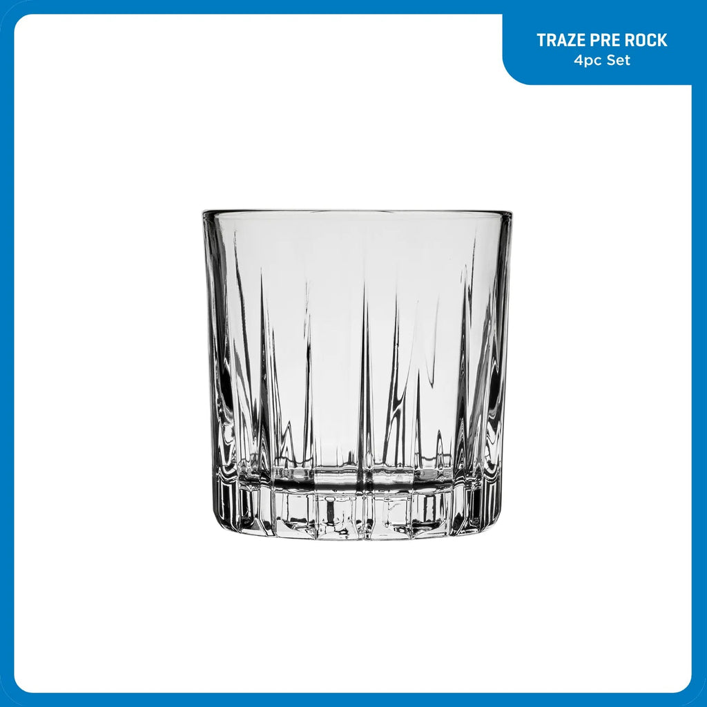 Ocean Glass Traze PRE Rocks Glasses (4-Pieces), 12-ounce, Dishwasher Safe image 1