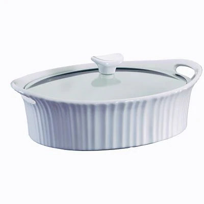 CorningWare® French White® 2.5-quart Oval Baking Dish with Lid image 0