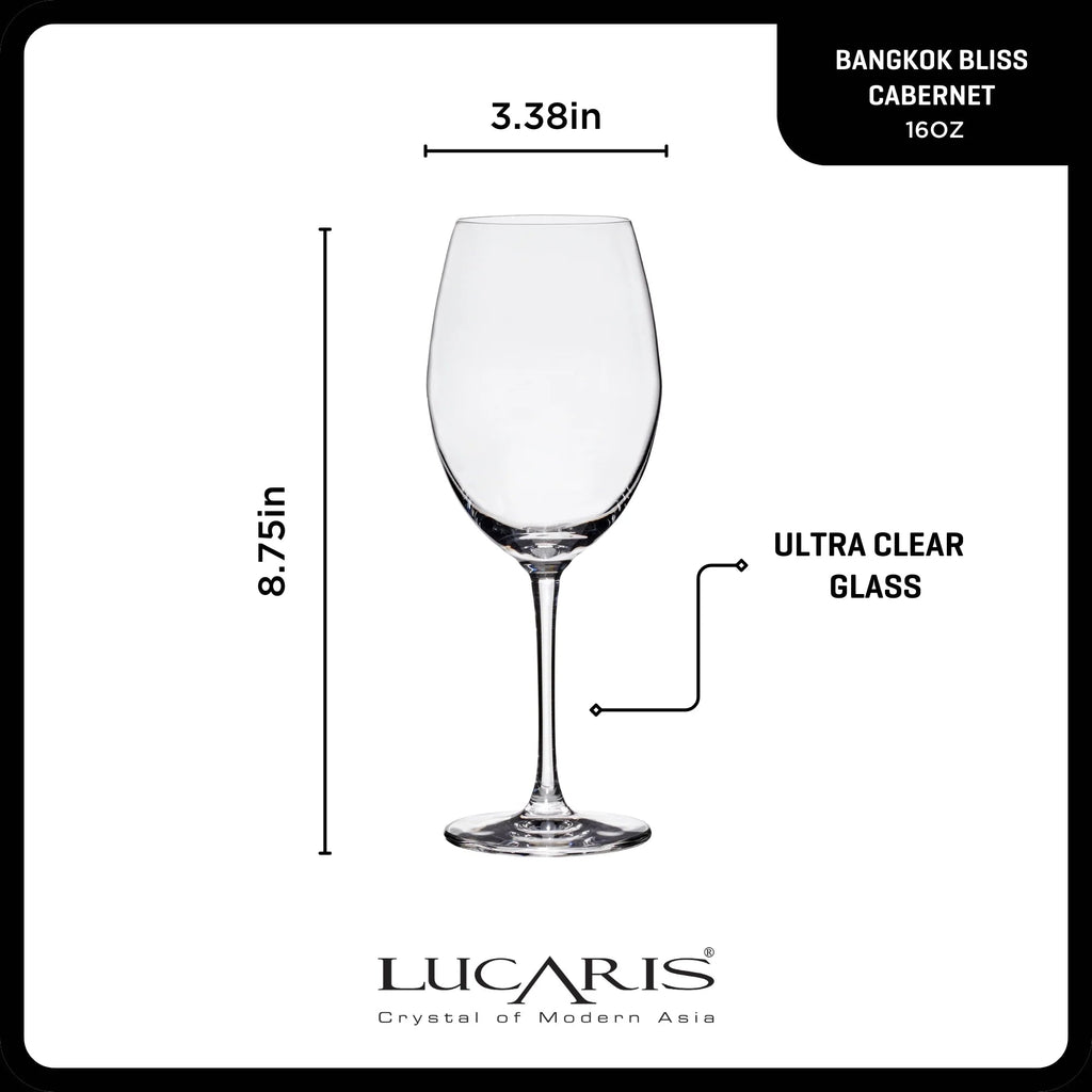 Lucaris Bangkok Bliss Cabernet Glasses (4-Pieces), 16-ounce, Dishwasher Safe, Lead-free Crystalline image 1