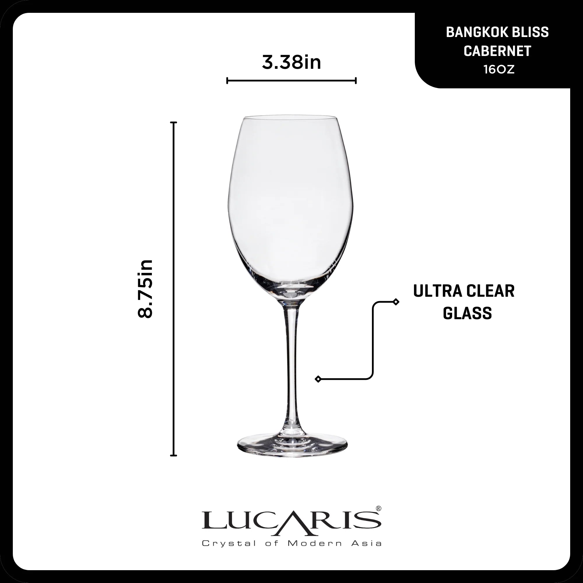 Lucaris Bangkok Bliss Cabernet Glasses (4-Pieces), 16-ounce, Dishwasher Safe, Lead-free Crystalline image 1