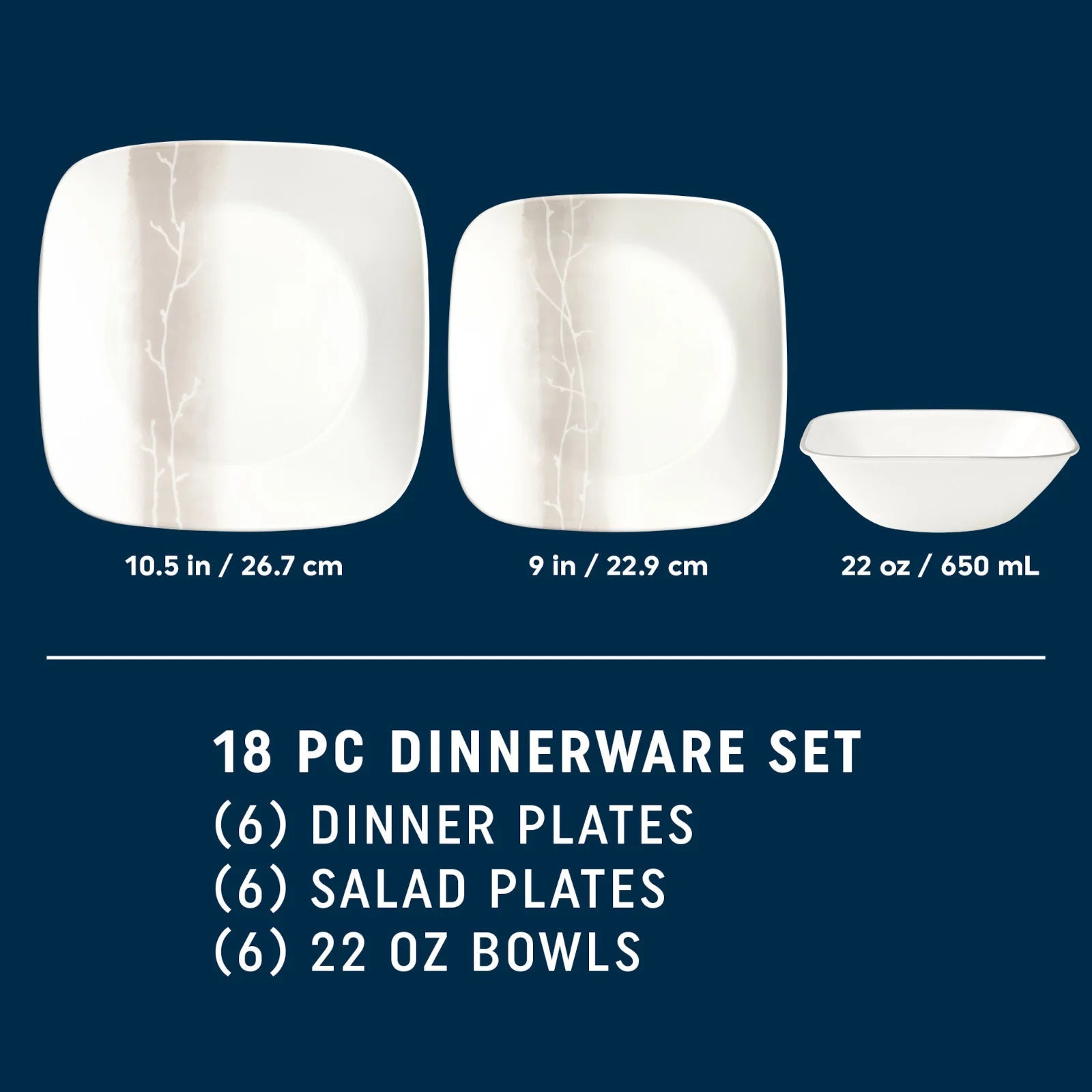 Corelle® Square Wandering Grove 18-piece Dinnerware Set, Service for 6 image 1