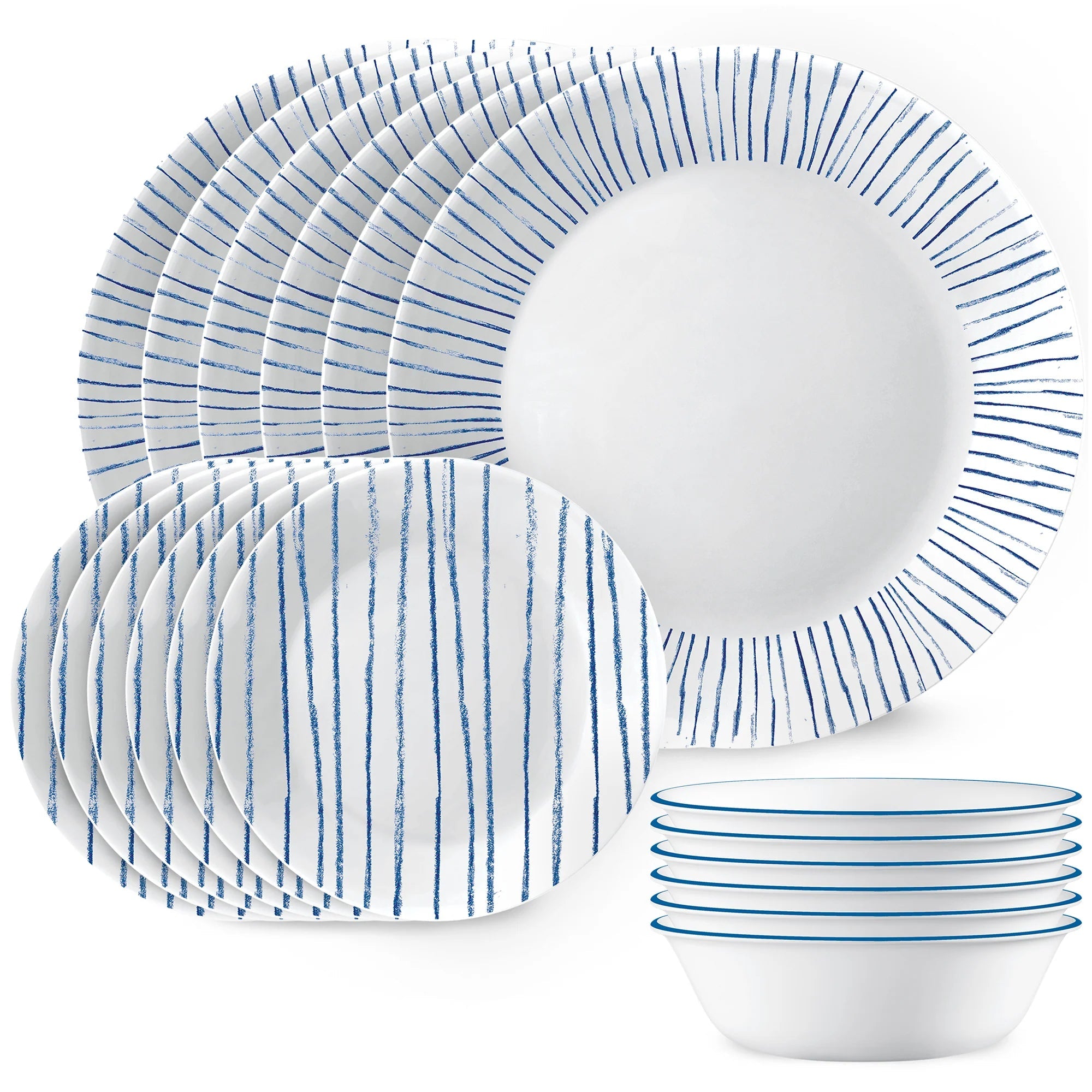 Corelle® Nautical Stripes 18-piece Dinnerware Set, Service for 6 image 0