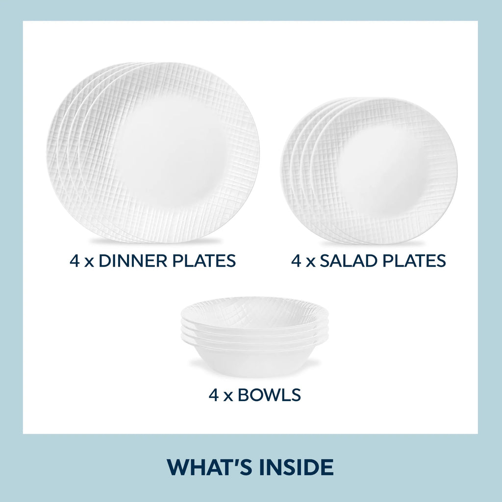 Corelle® Linen Weave 12-piece Dinnerware Set, Service for4 image 1