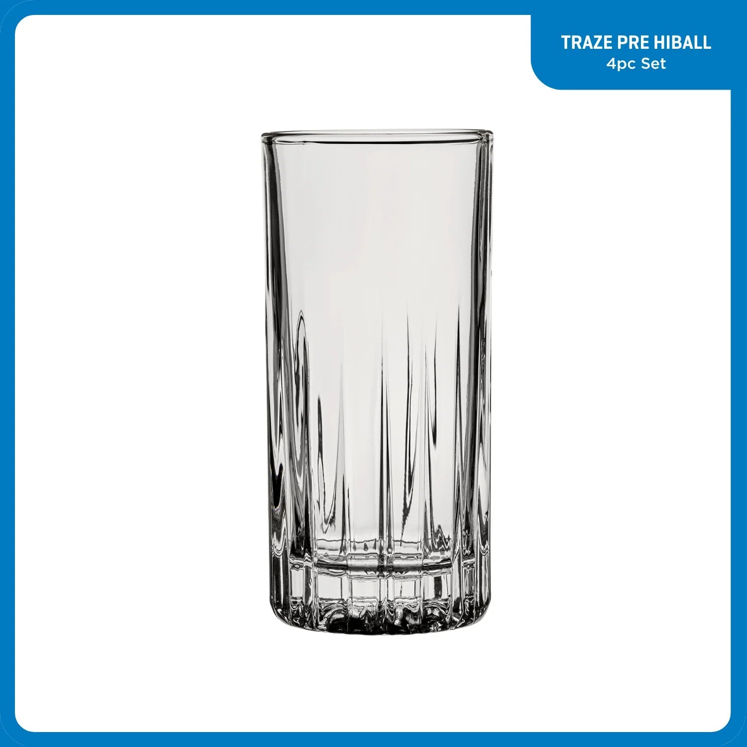 Ocean Glass Traze PRE Highball Glasses (4-Pieces), 12-ounce, Dishwasher Safe image 1