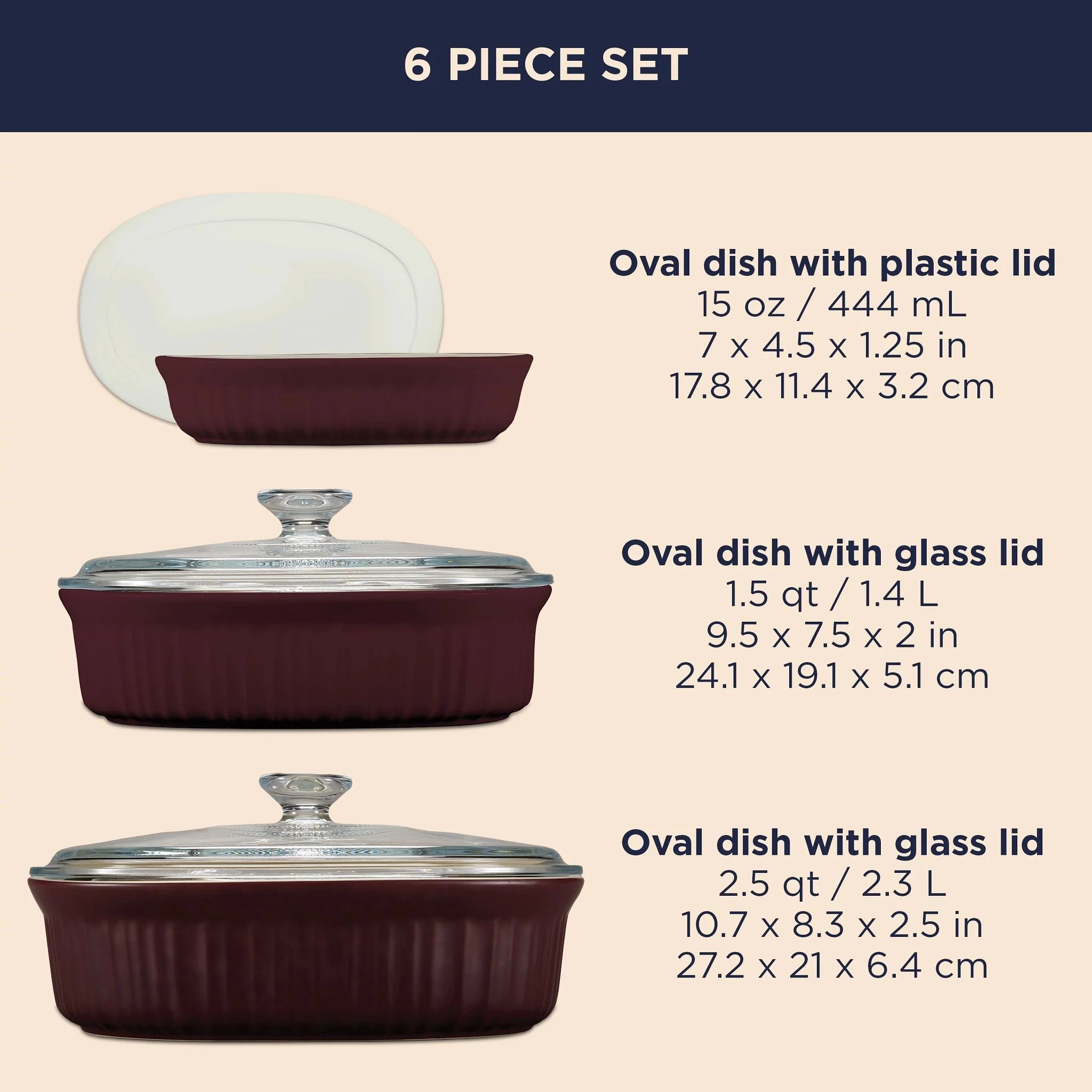 CorningWare® French Colors 6-piece Bakeware Set, Cabernet image 4