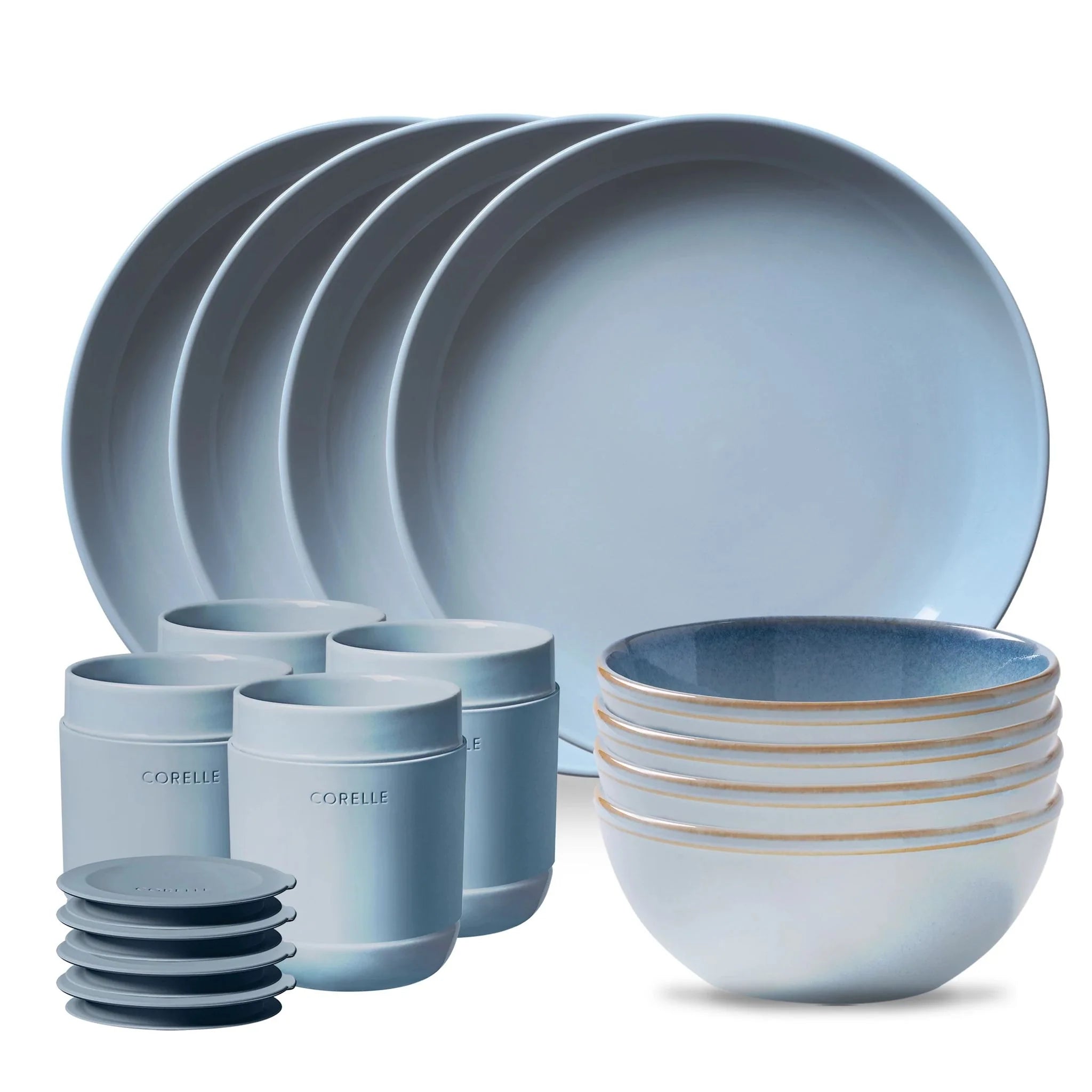 Corelle® Stoneware 16-piece Dinnerware Set, Service for 4, Nordic Blue image 0