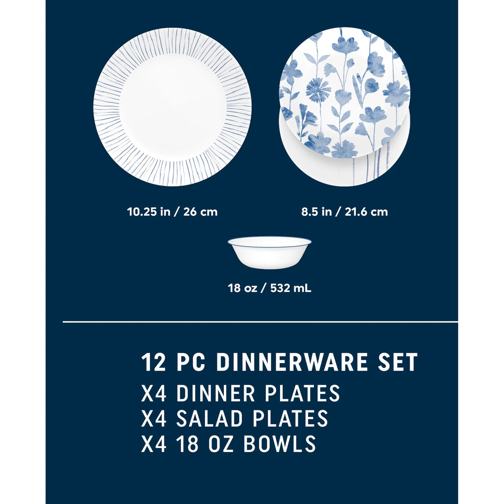 Corelle® Botanical Stripes 12-piece Dinnerware Set, Service for 4 image 1