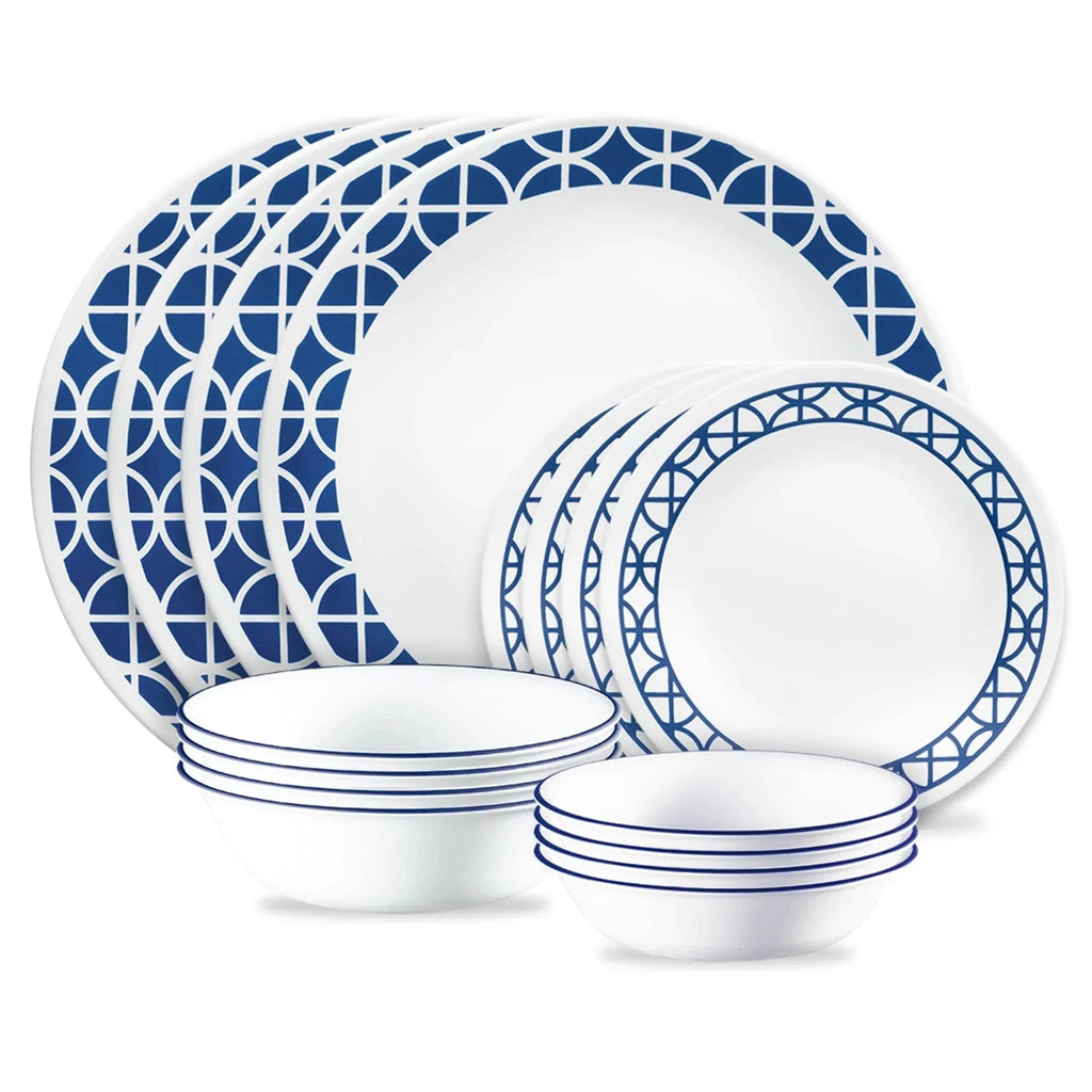 Corelle® Cobalt Circles 16-piece Mugless Dinnerware Set, Service of 4 image 0