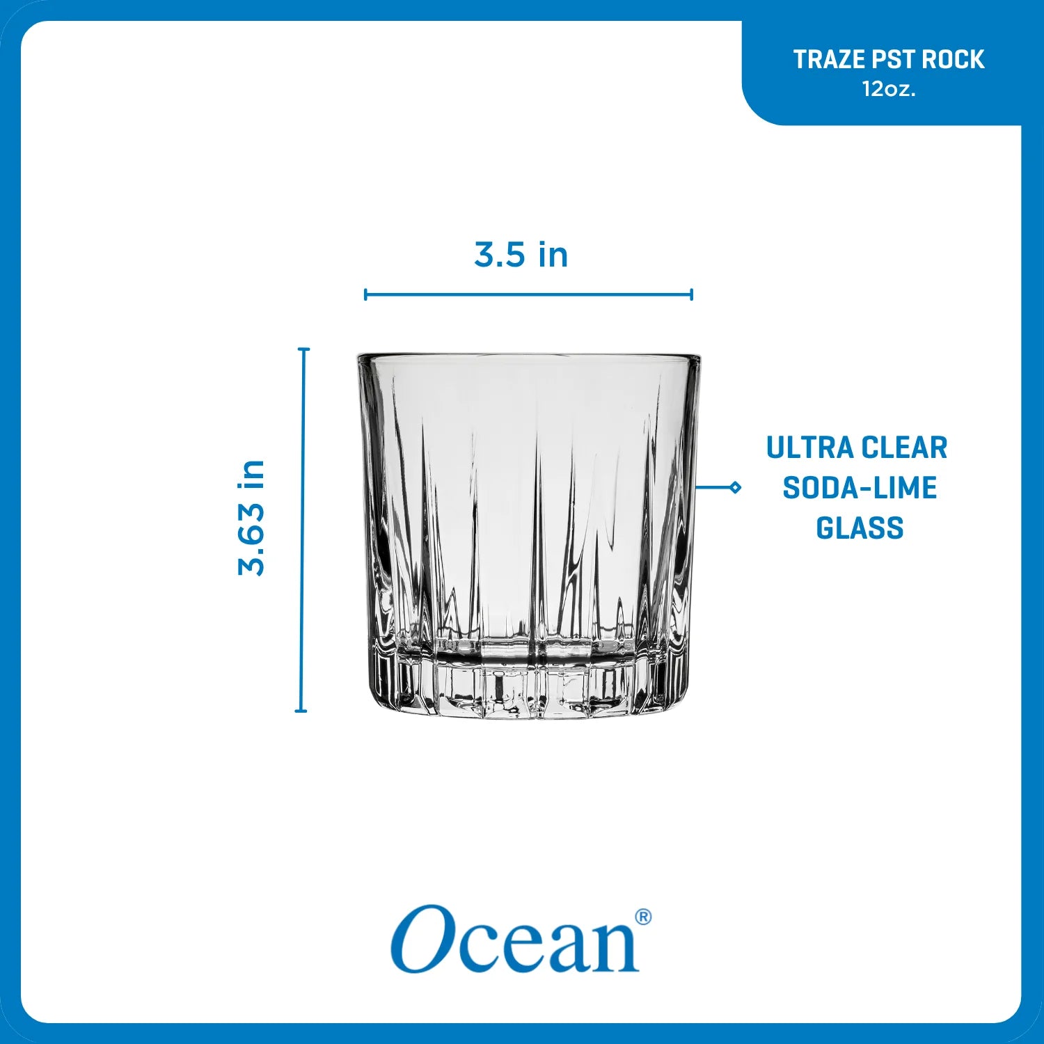 Ocean Glass Traze PRE Rocks Glasses (4-Pieces), 12-ounce, Dishwasher Safe image 6