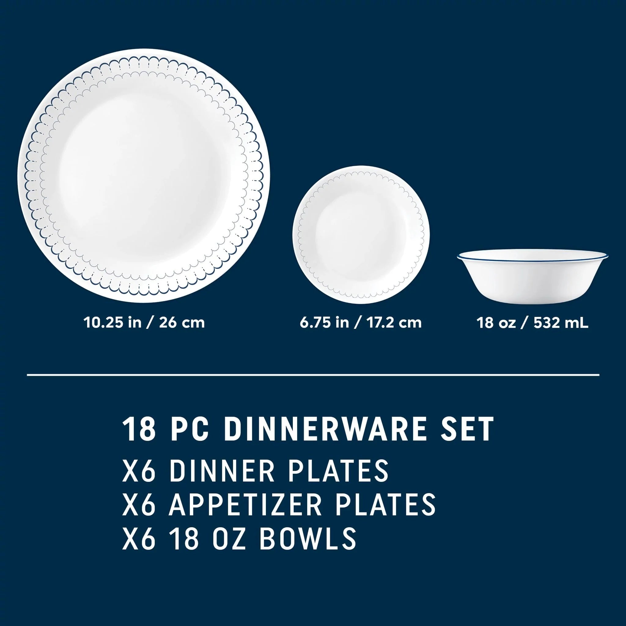 Corelle® Caspian Lace 18-piece Dinnerware Set, Service for 6 image 1