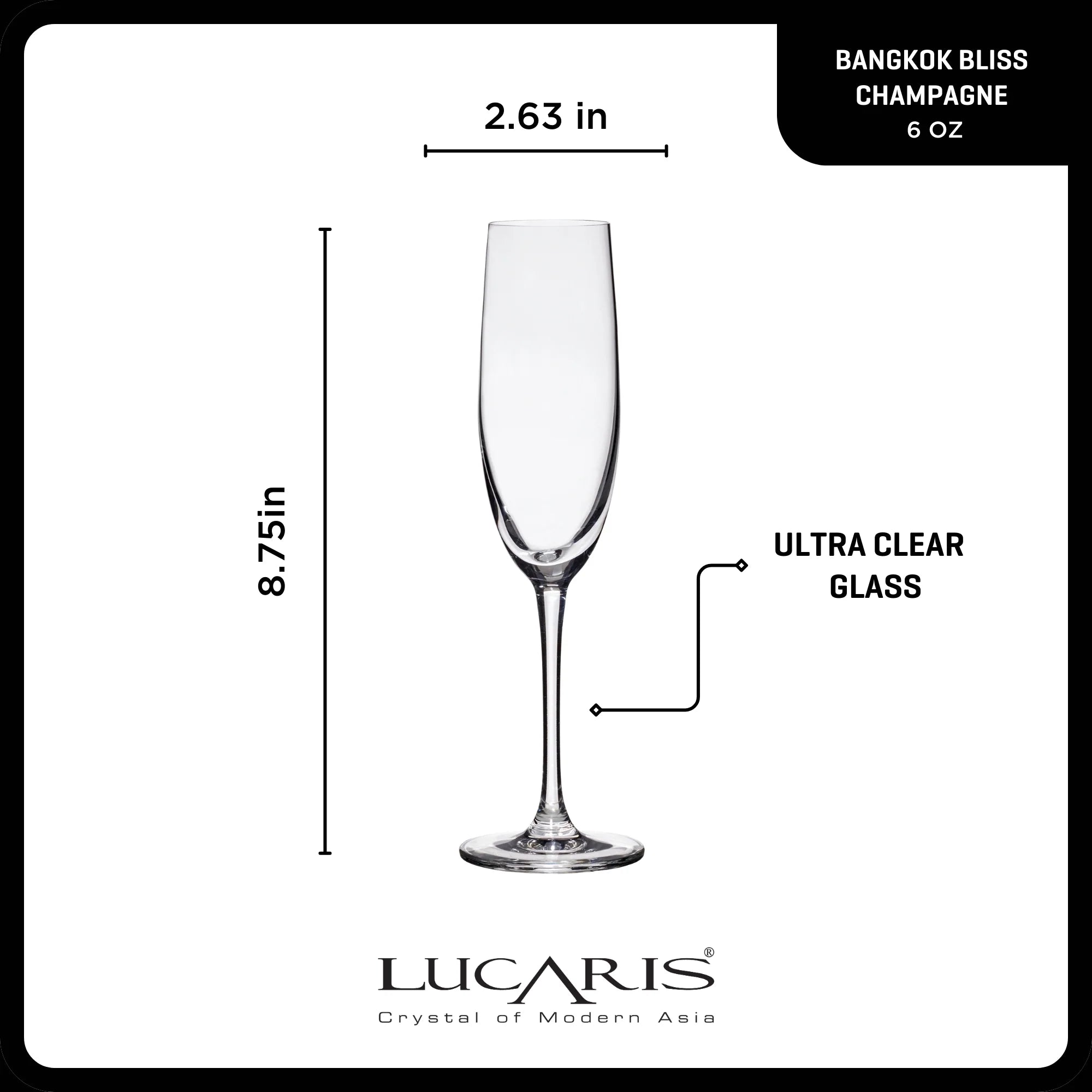 Lucaris Bangkok Bliss Champagne Flute Glasses (4-Pieces), 6-ounce, Dishwasher Safe, Lead-free Crystalline image 2